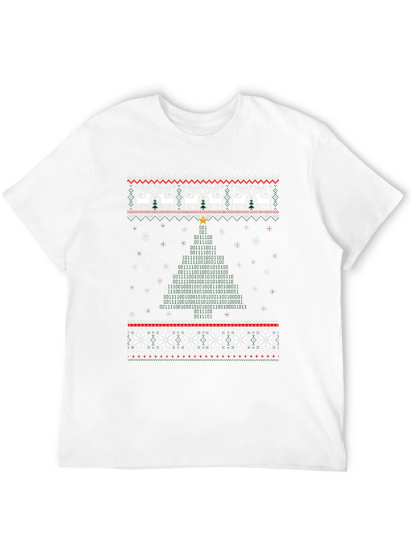 Novelty Christmas Binary Code Tree T-Shirt