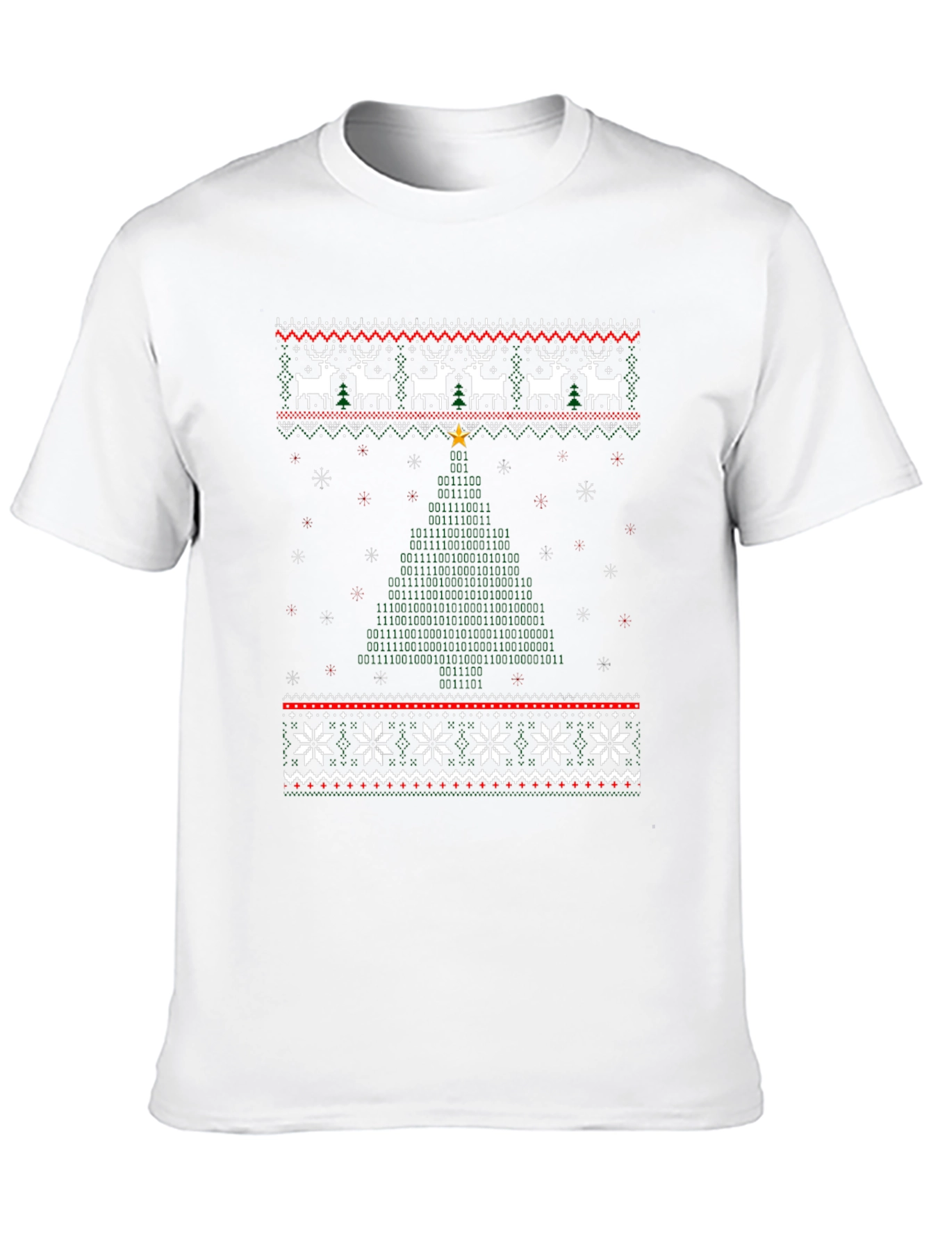 Novelty Christmas Binary Code Tree T-Shirt