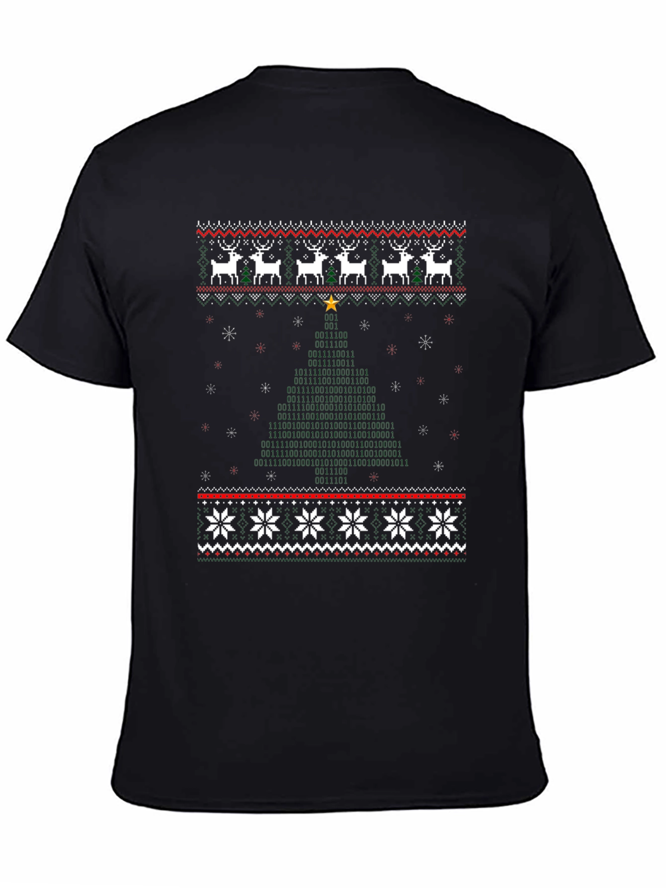 Novelty Christmas Binary Code Tree T-Shirt