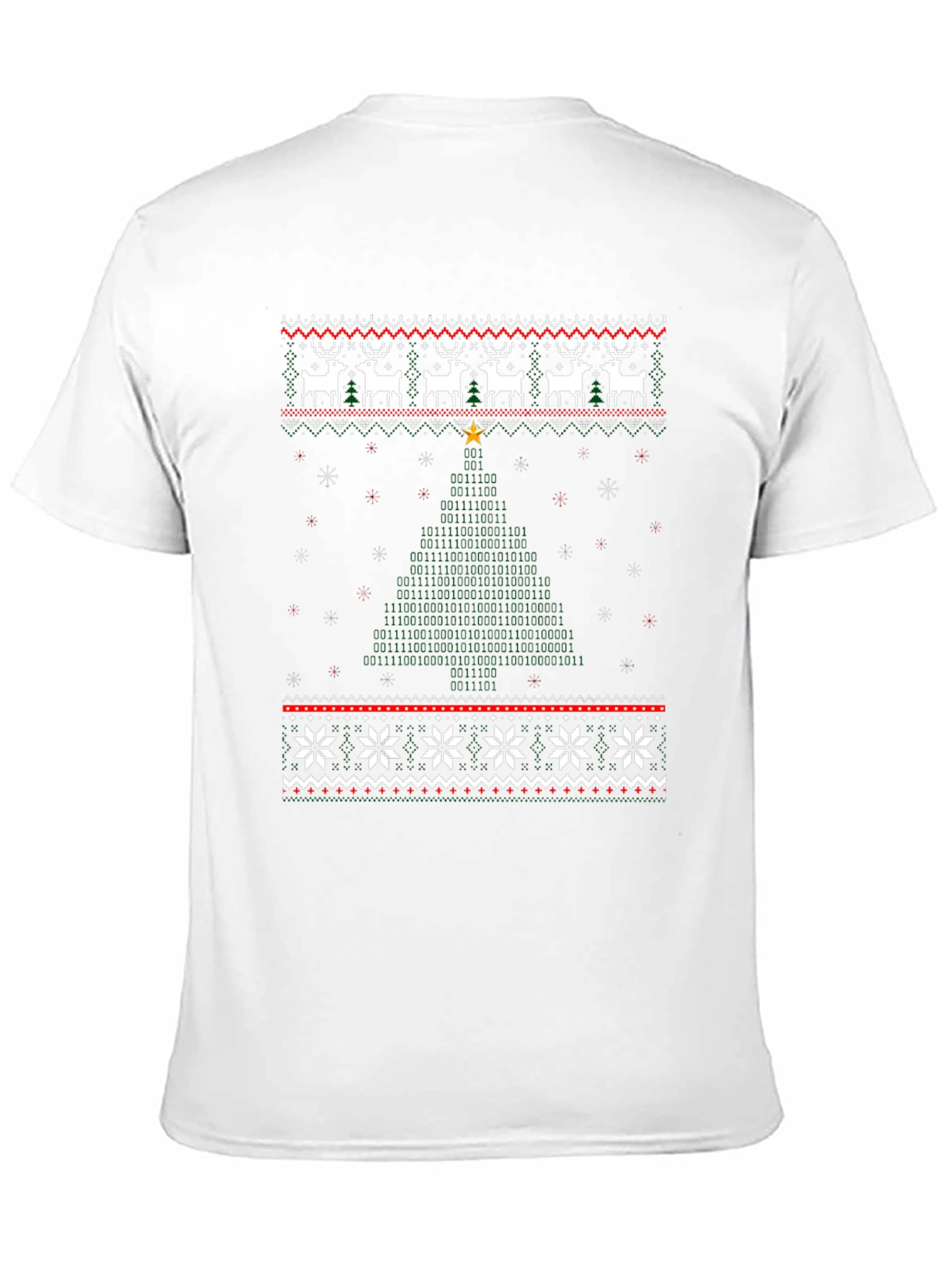 Novelty Christmas Binary Code Tree T-Shirt