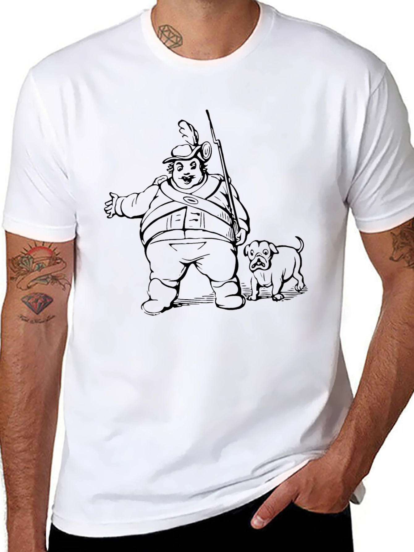 Humorous Cartoon Graphic Black T-Shirt