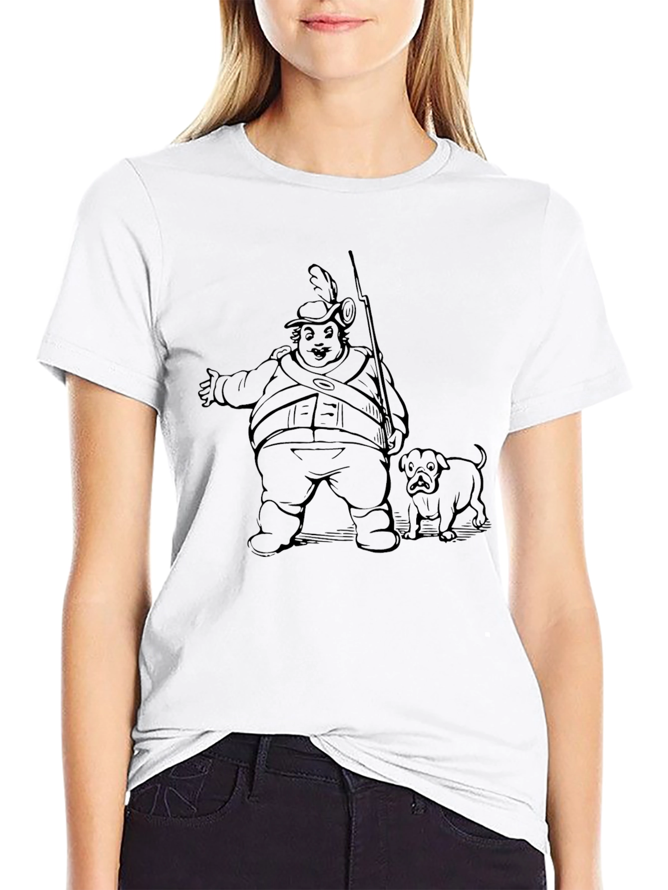 Humorous Cartoon Graphic Black T-Shirt
