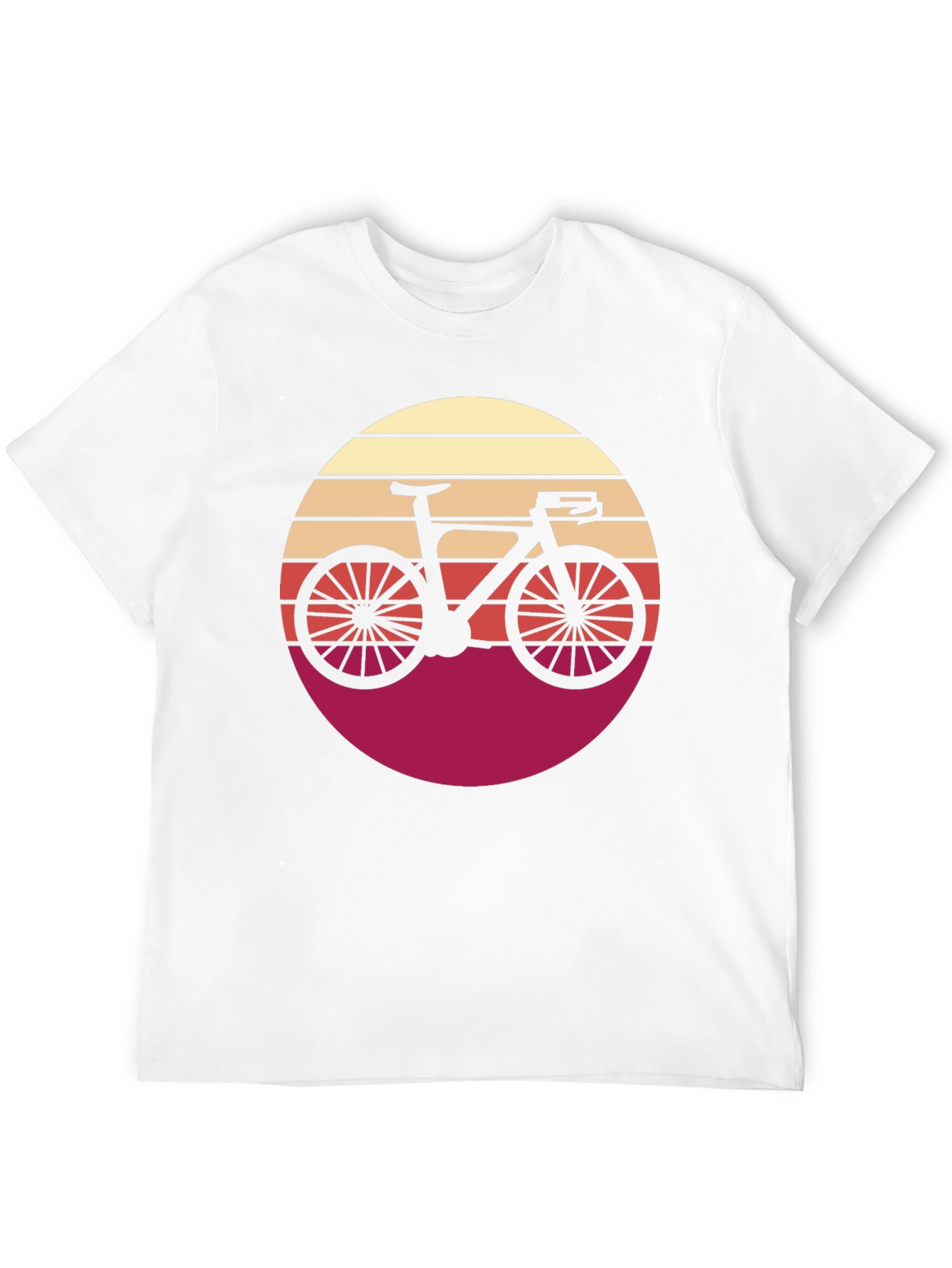Retro Bicycle Sunset Graphic Tee - Black Cotton T-Shirt