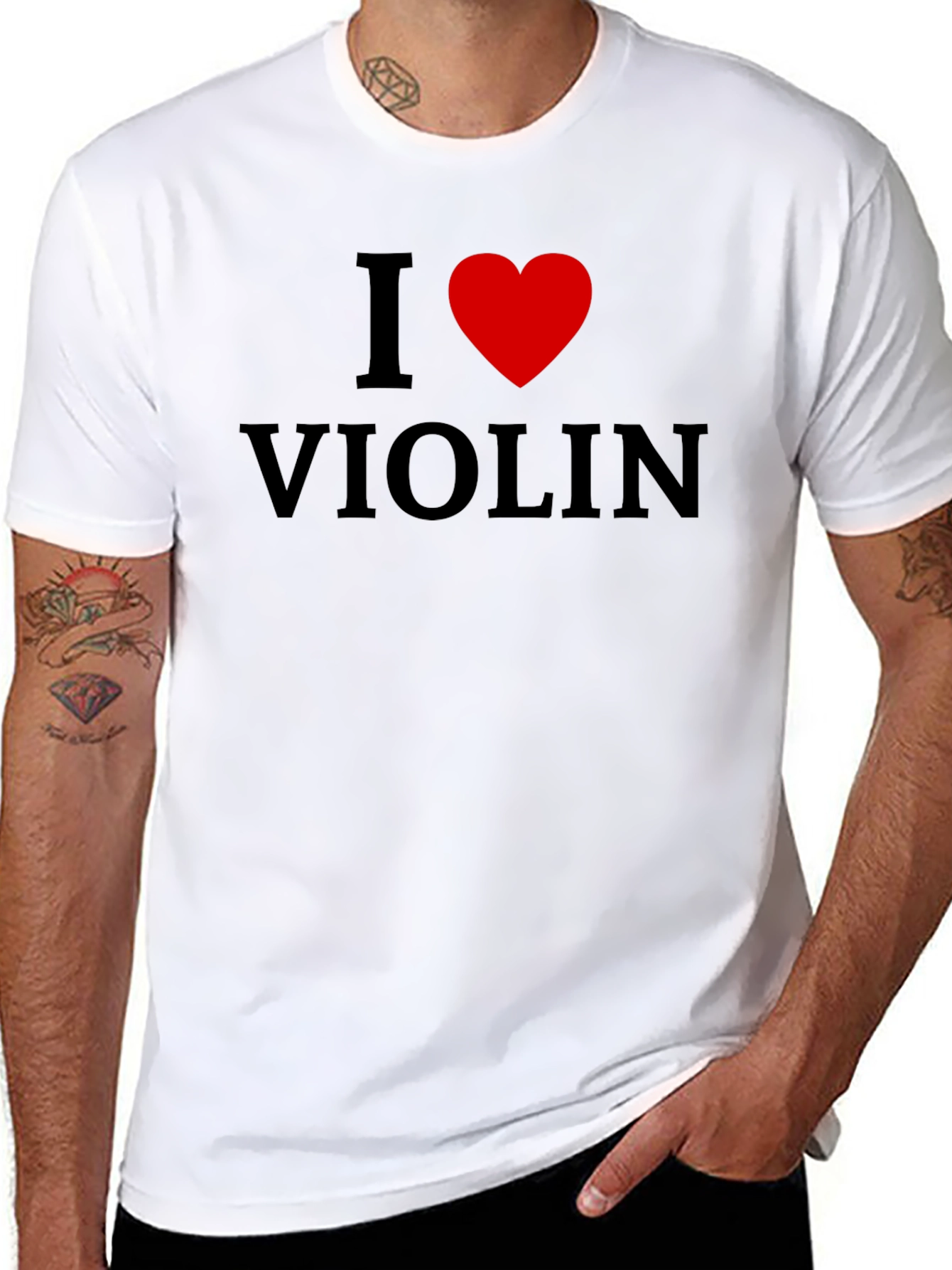 I Heart Violin Black T-Shirt Music Lover Tee