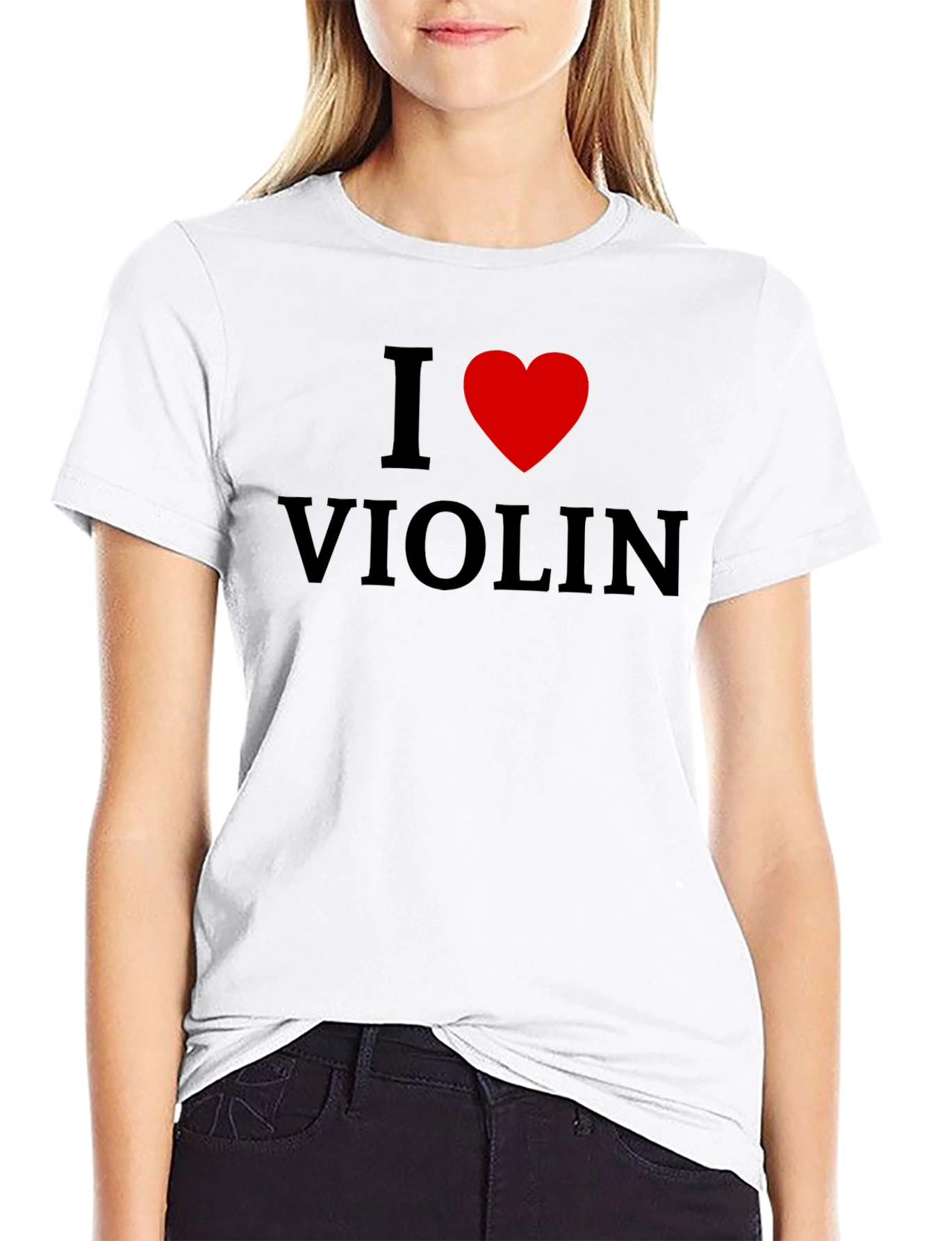 I Heart Violin Black T-Shirt Music Lover Tee