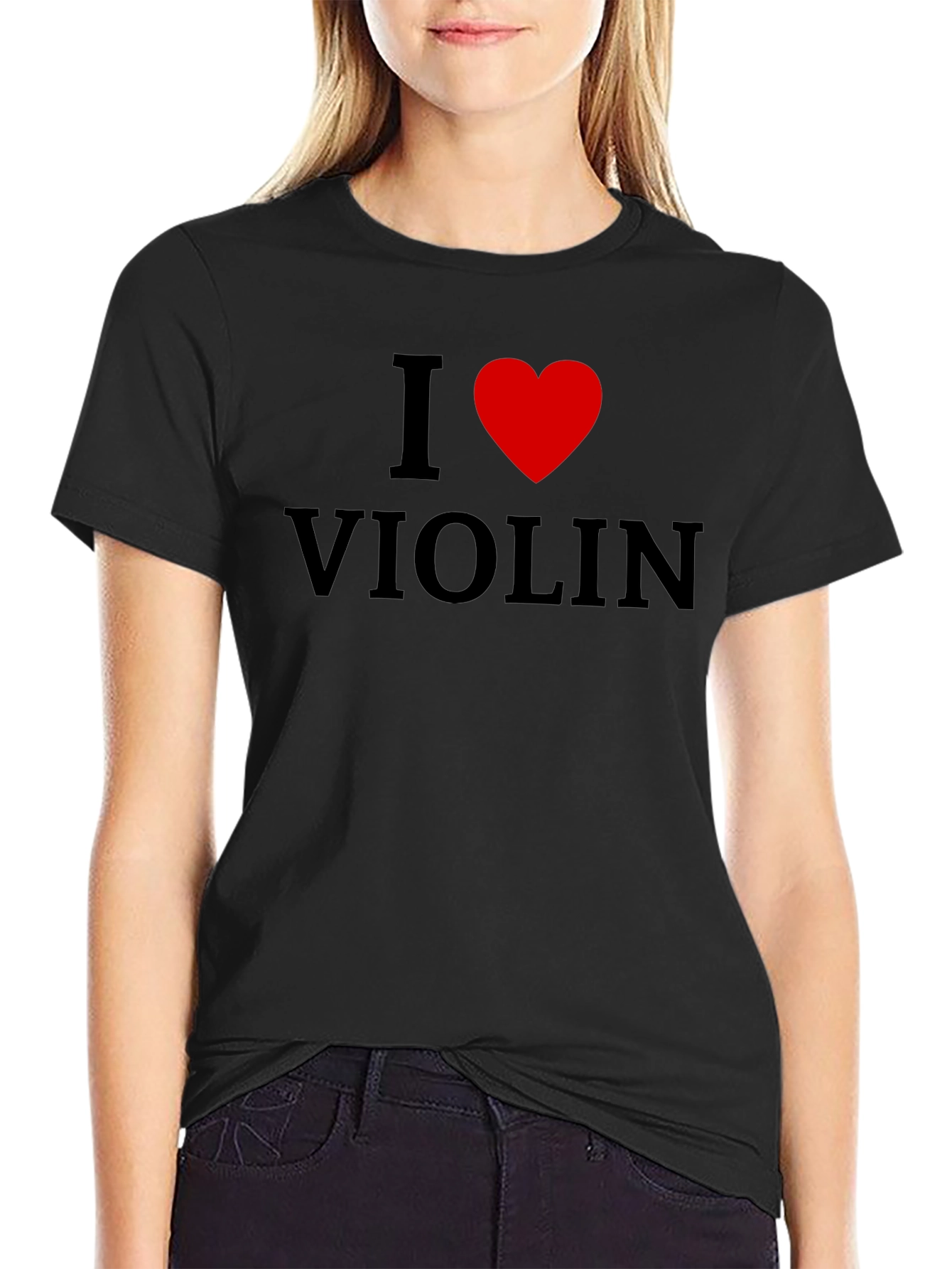 I Heart Violin Black T-Shirt Music Lover Tee