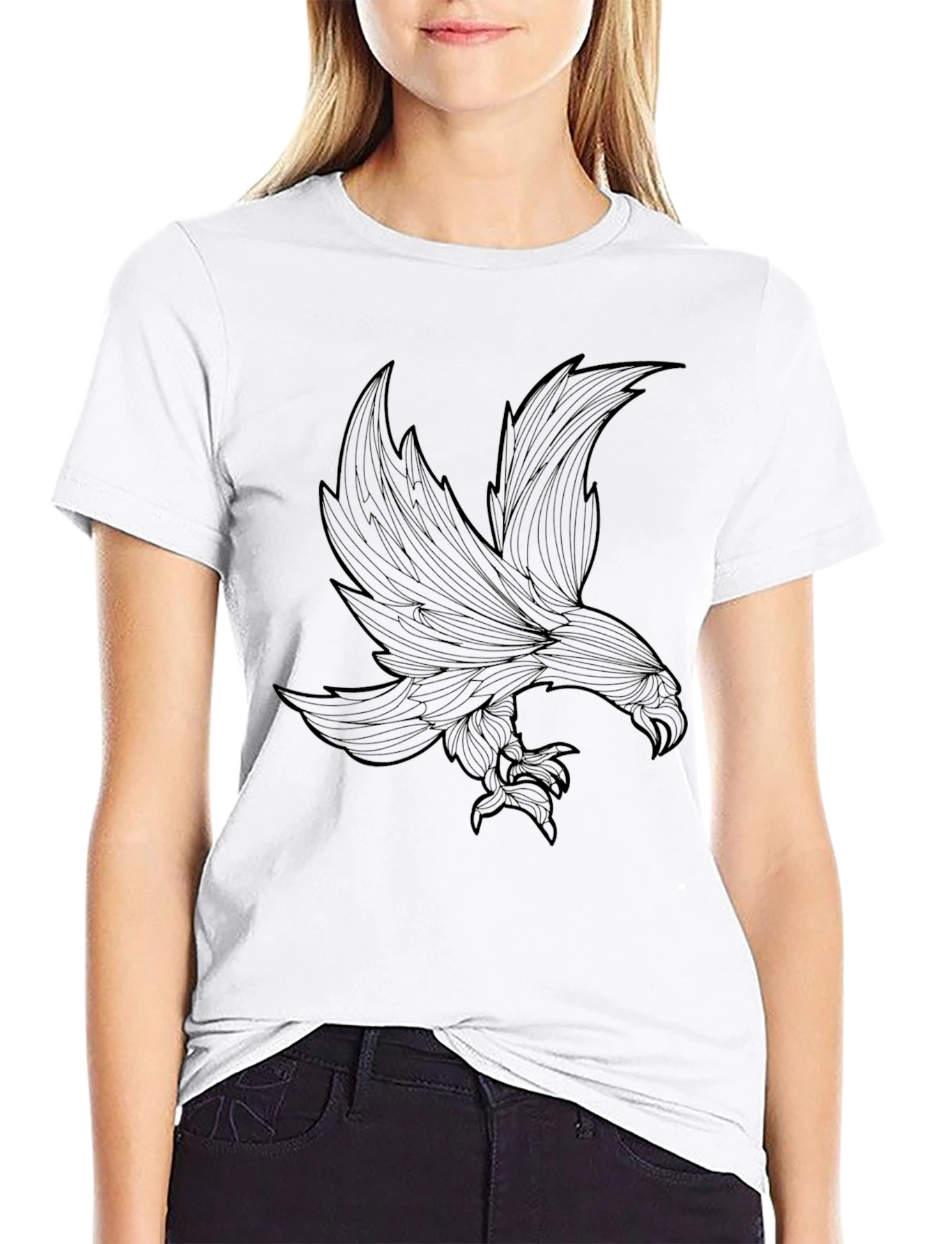 Mens Black Eagle Graphic Tee - Stylish Bird Design