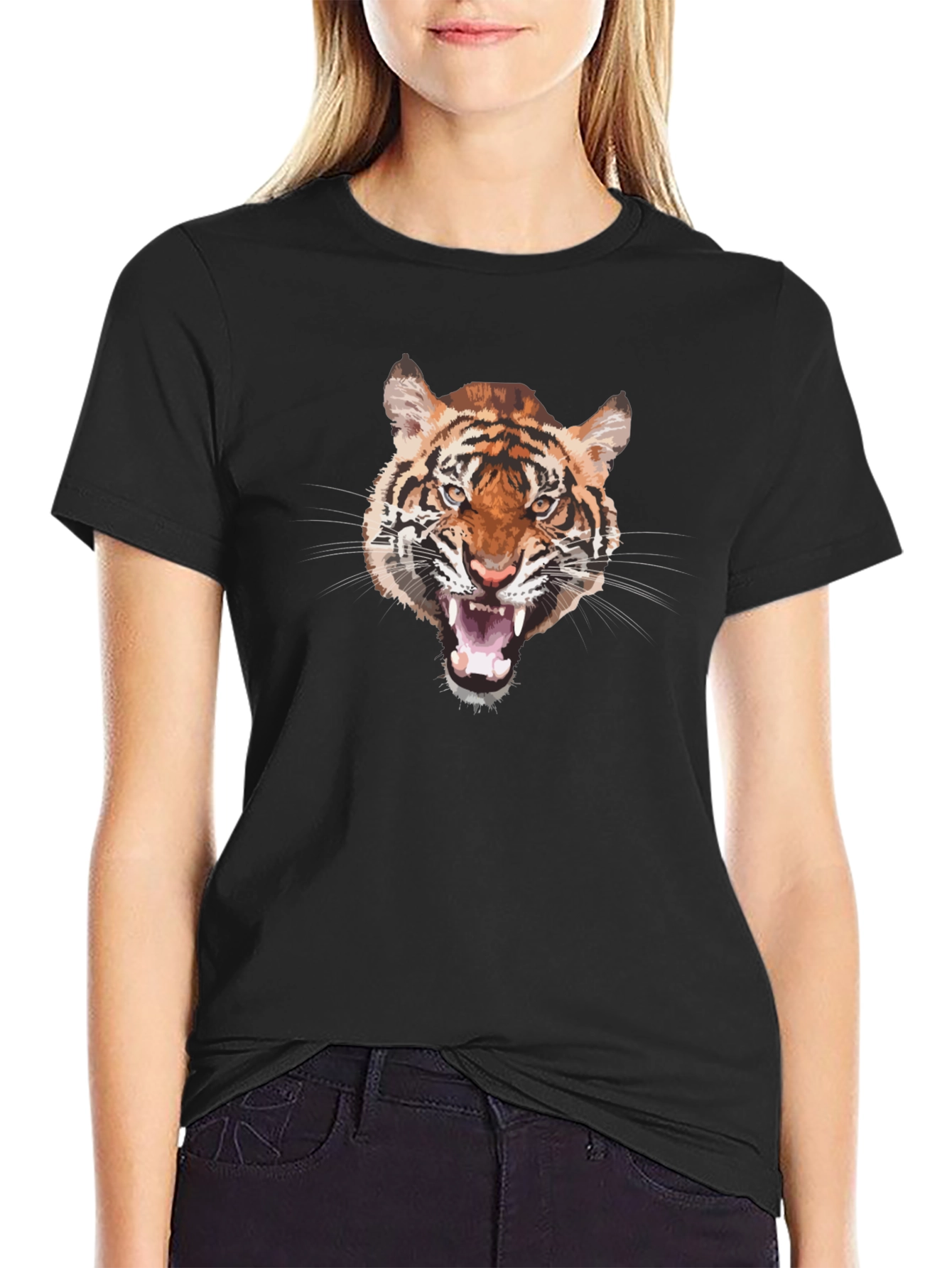 Bold Tiger Graphic T-Shirt - Mens Black Tee