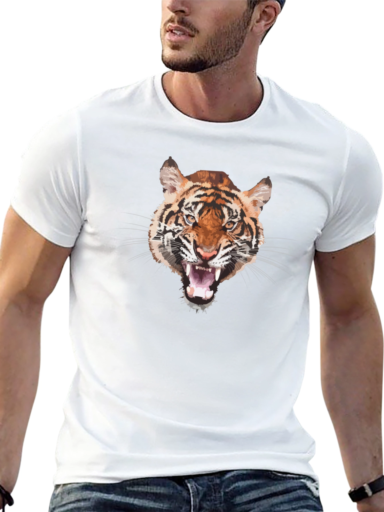 Bold Tiger Graphic T-Shirt - Mens Black Tee
