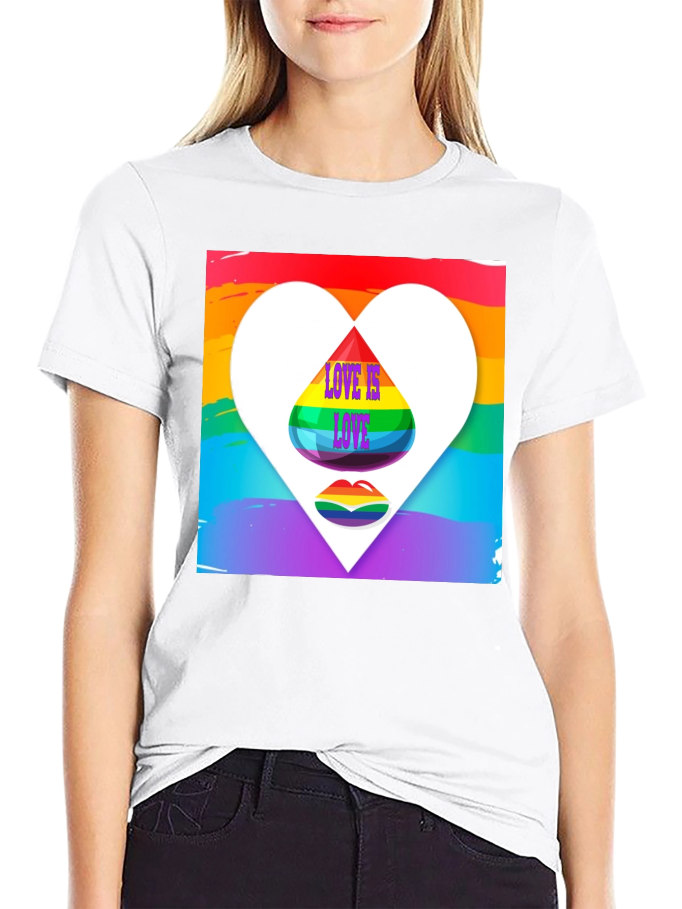 Love is Love Rainbow Heart Graphic Tee