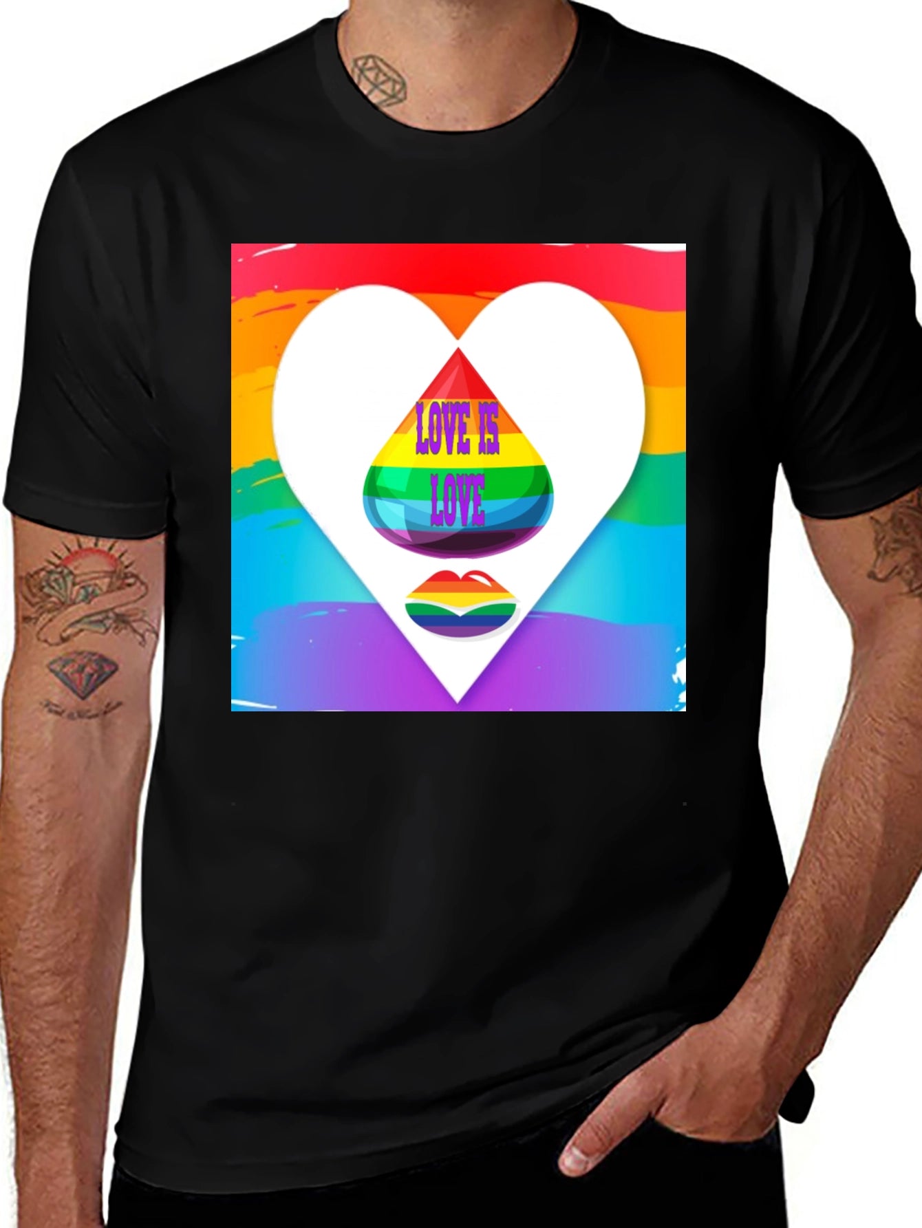 Love is Love Rainbow Heart Graphic Tee