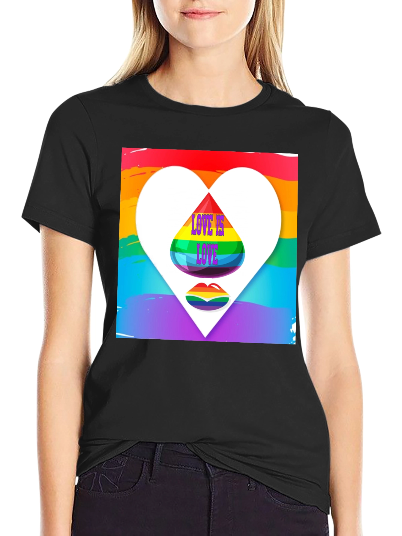 Love is Love Rainbow Heart Graphic Tee
