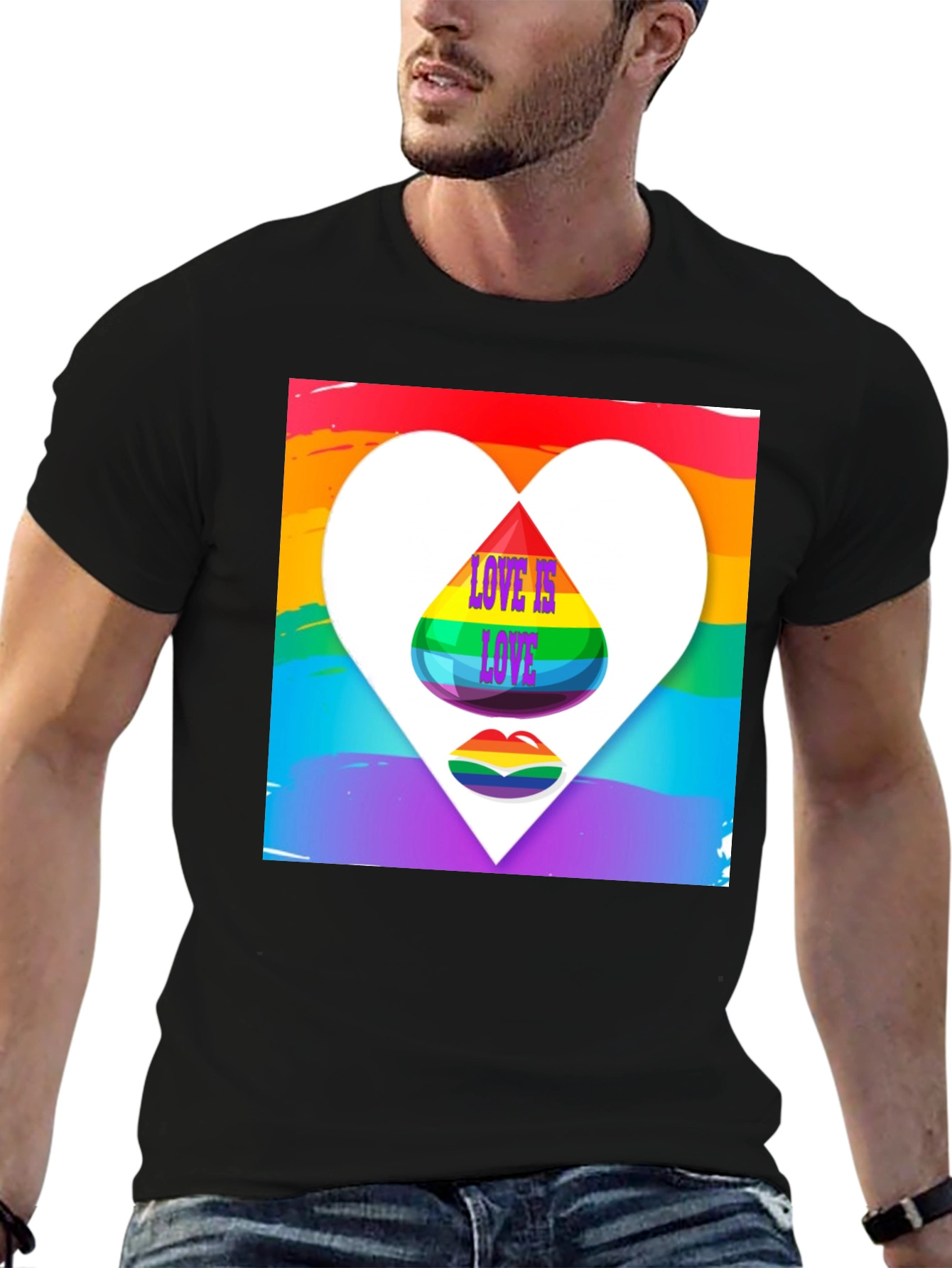 Love is Love Rainbow Heart Graphic Tee