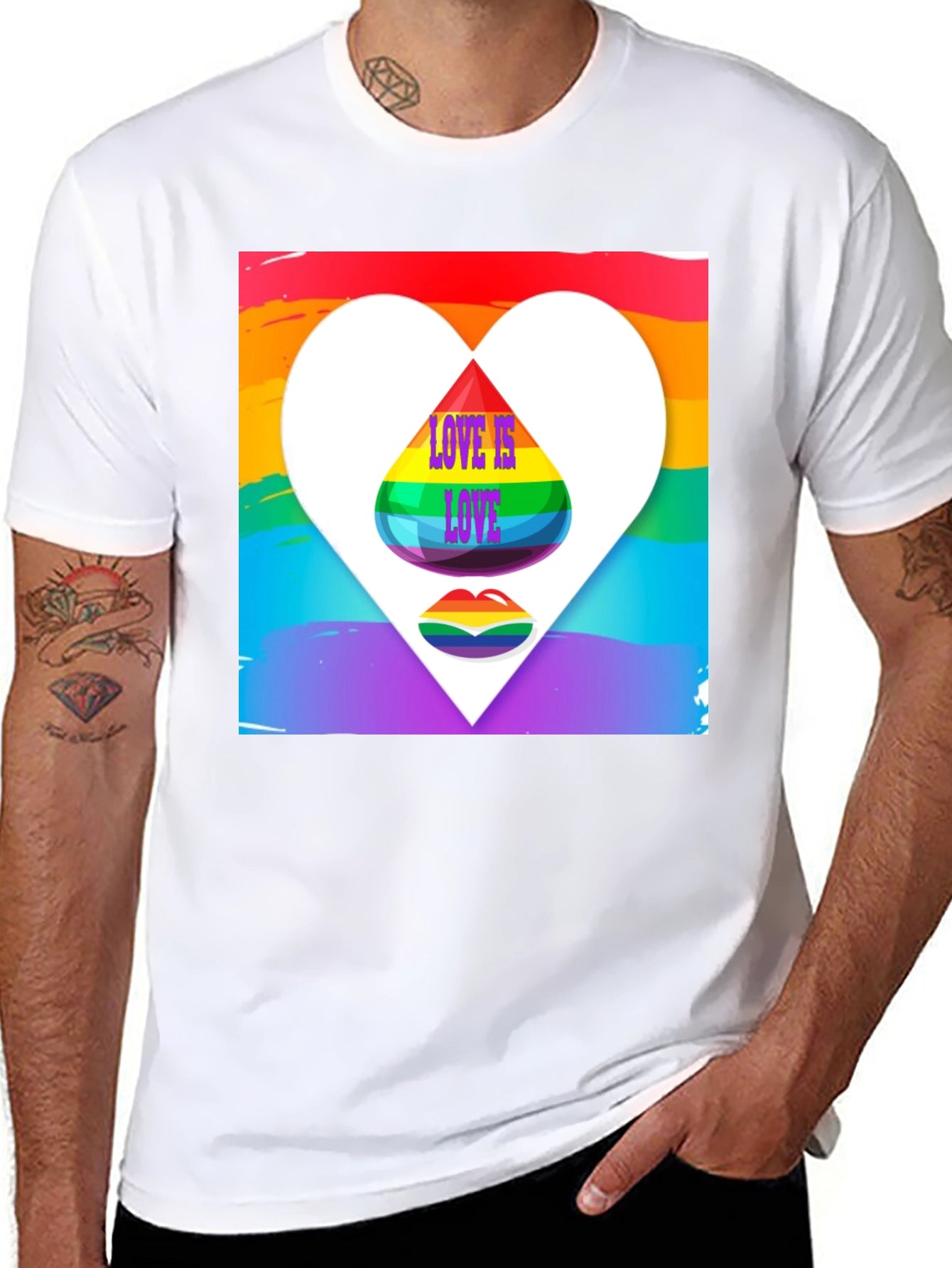 Love is Love Rainbow Heart Graphic Tee