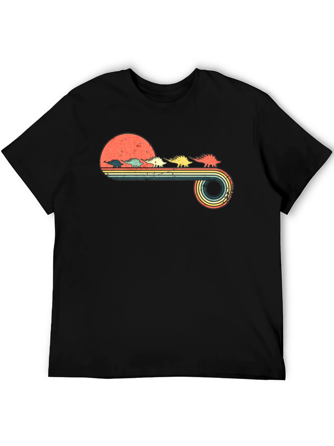 Retro Stegosaurus Sunset Graphic Tee