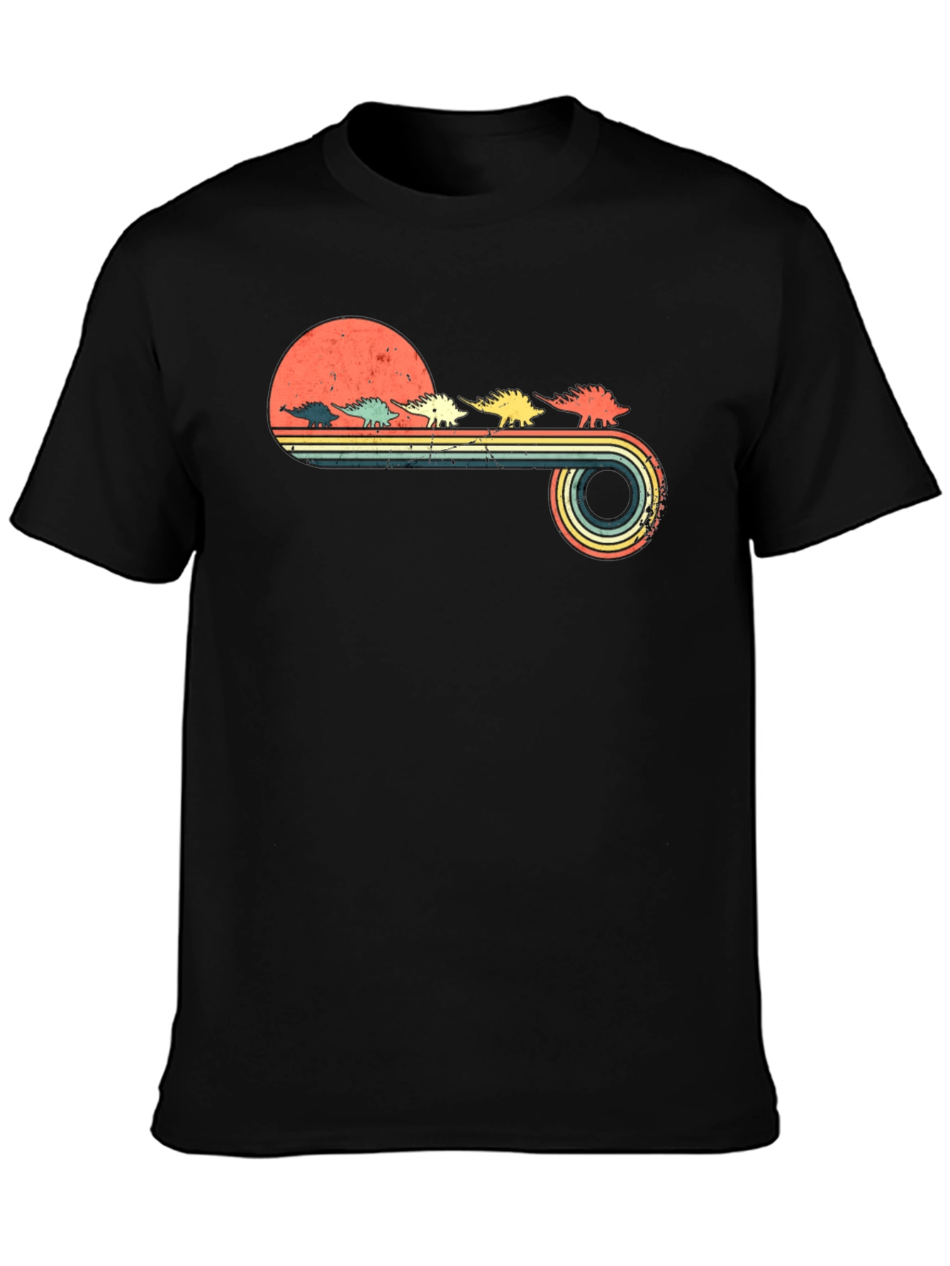 Retro Stegosaurus Sunset Graphic Tee