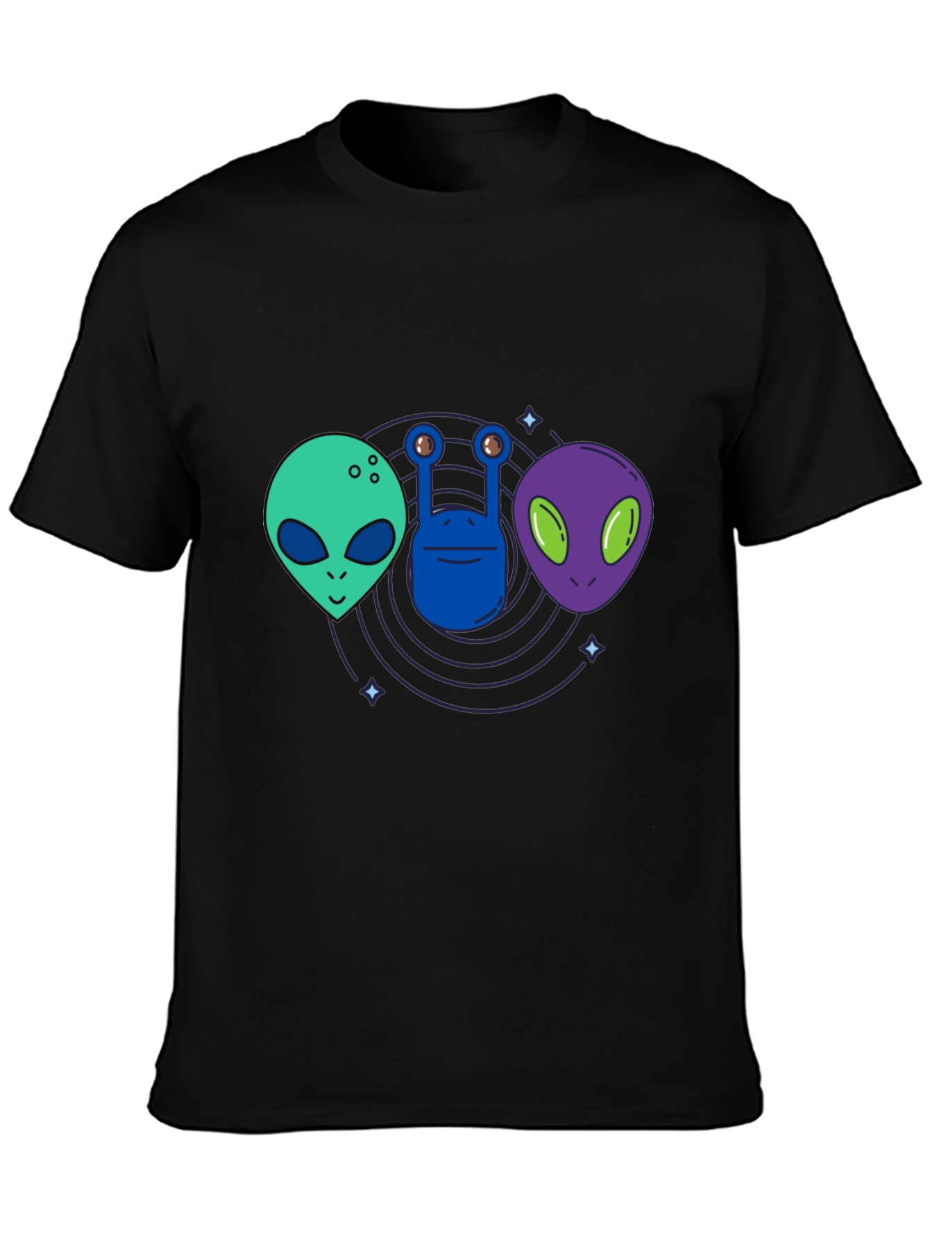 Alien Trio Black T-Shirt: Outer Space Graphic Tee