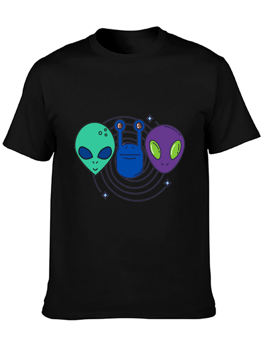 Alien Trio Black T-Shirt: Outer Space Graphic Tee