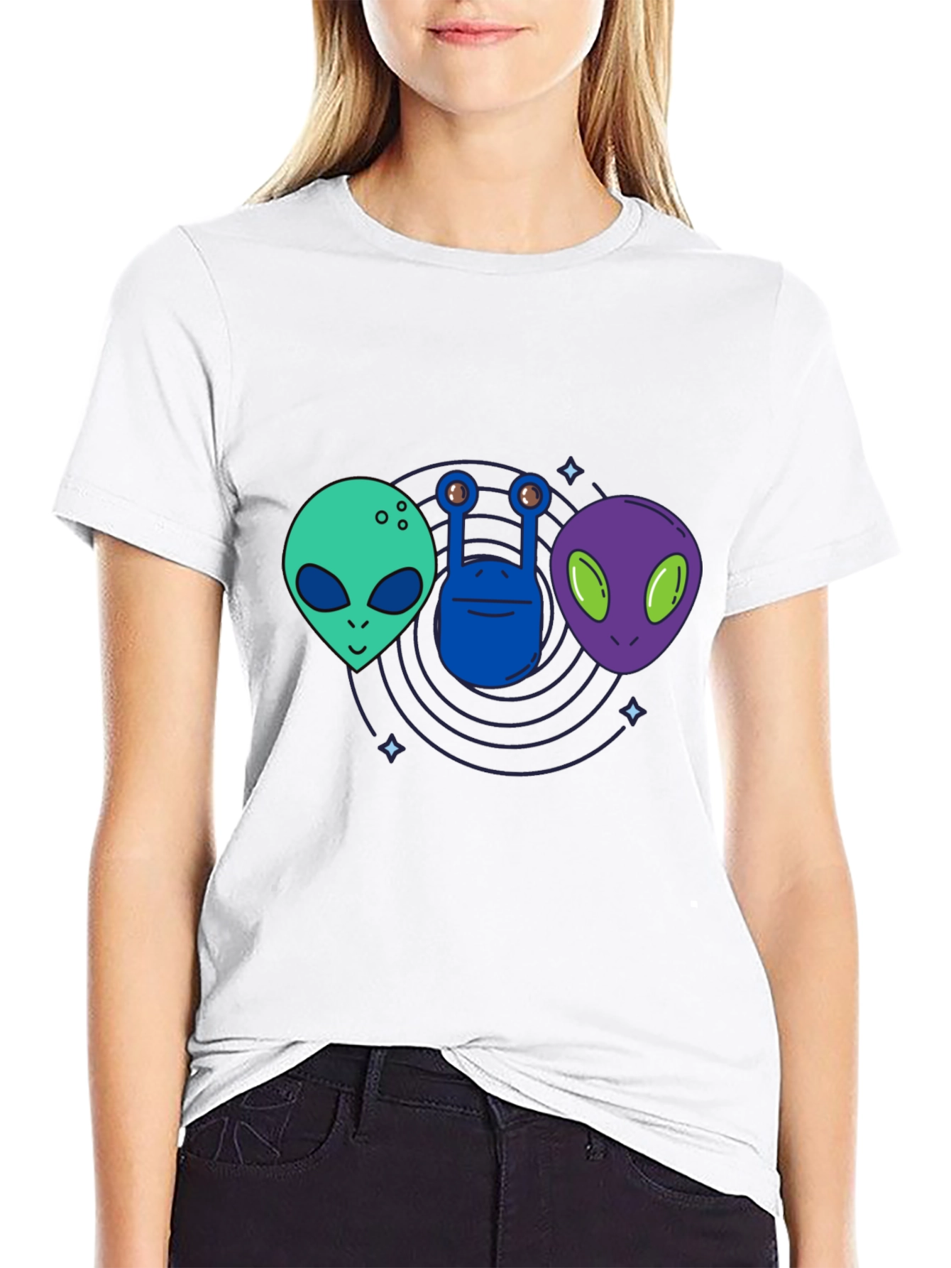 Alien Trio Black T-Shirt: Outer Space Graphic Tee
