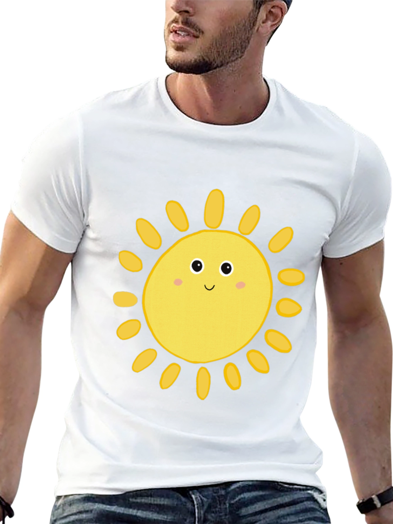 Smiling Sun Graphic T-Shirt - Black Casual Tee