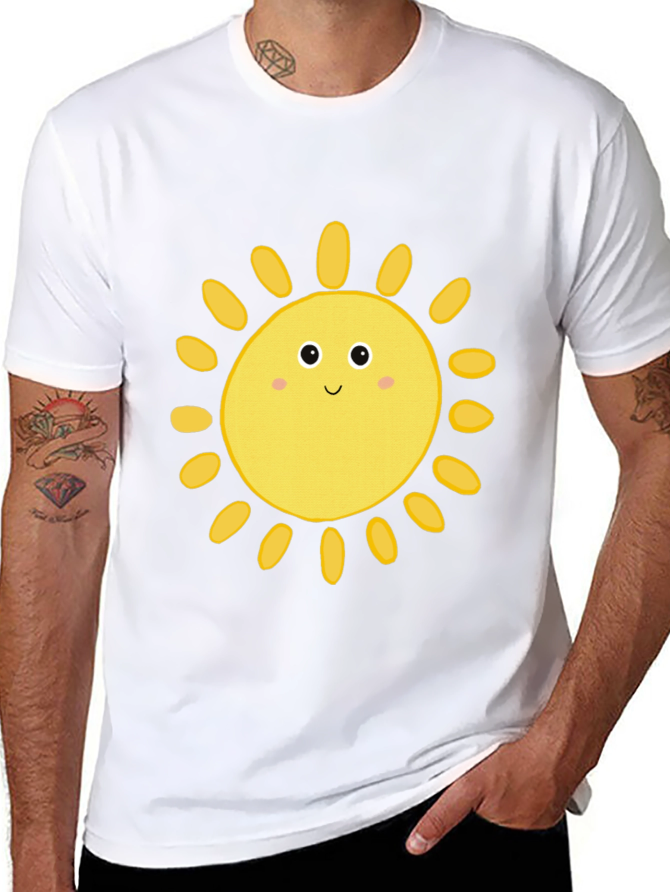 Smiling Sun Graphic T-Shirt - Black Casual Tee
