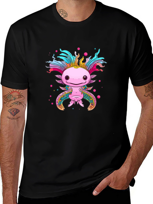 Axolotl Graphic Black T-Shirt Cute Salamander Tee