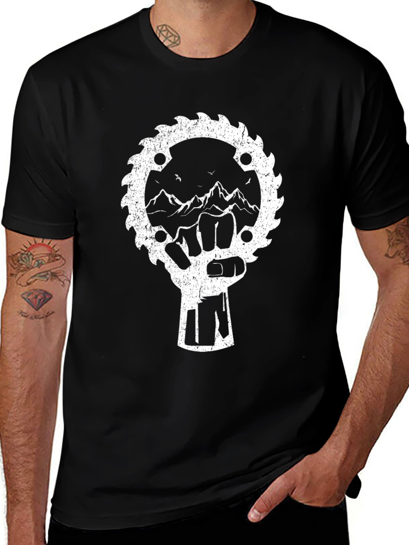 Mountain Saw Blade Fist Graphic Tee