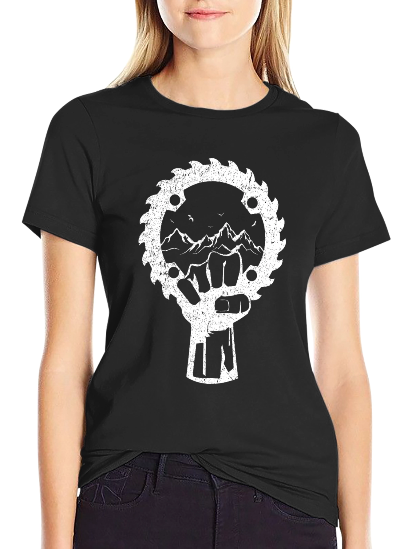 Mountain Saw Blade Fist Graphic Tee