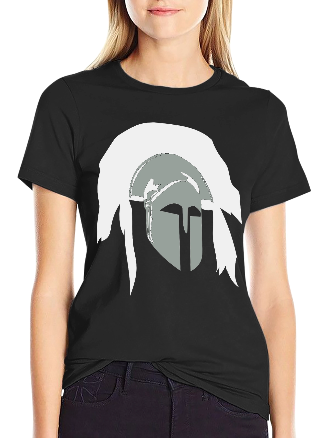 Spartan Helmet Graphic Tee - Bold Stylish Black T-Shirt