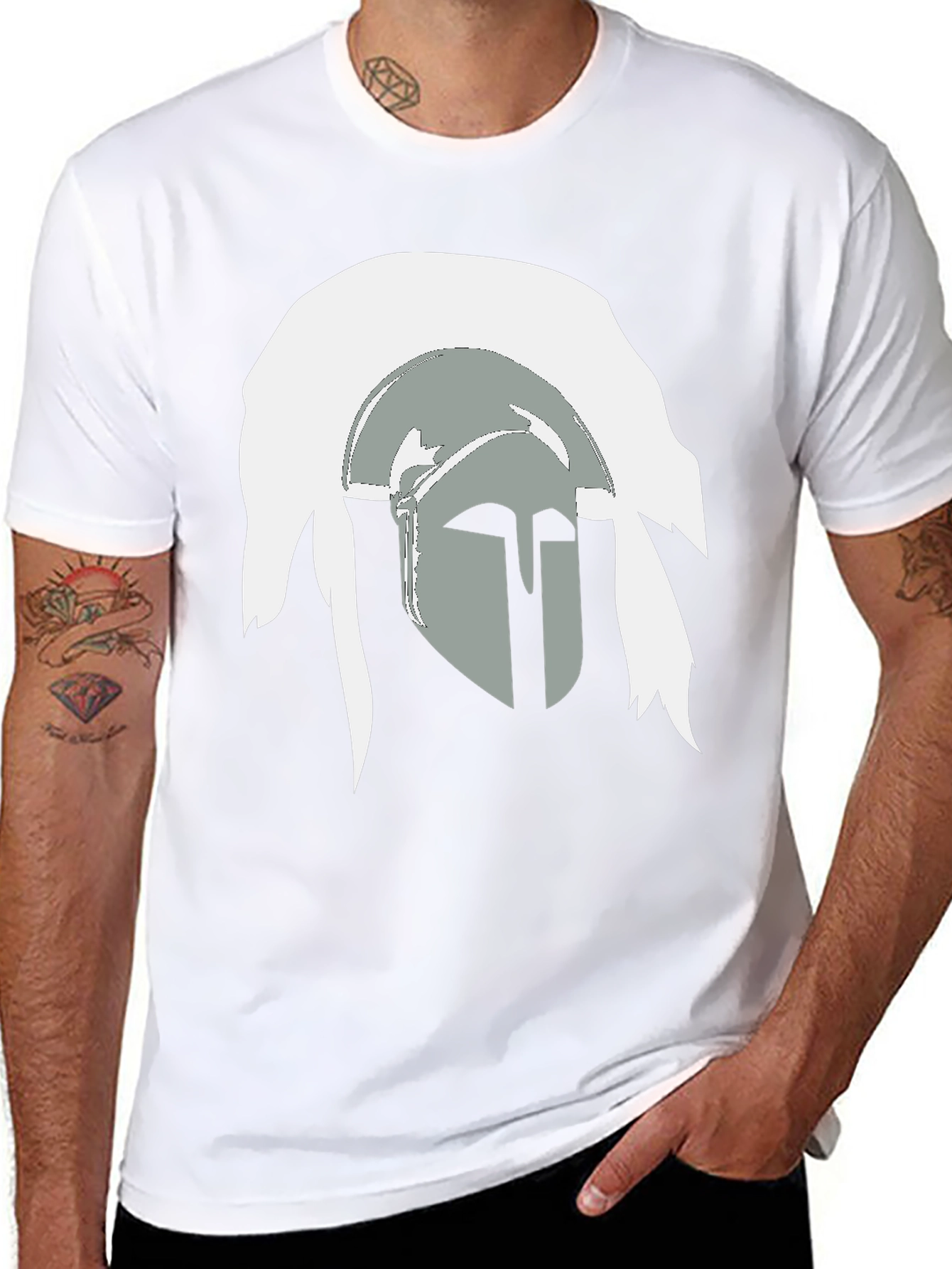 Spartan Helmet Graphic Tee - Bold Stylish Black T-Shirt