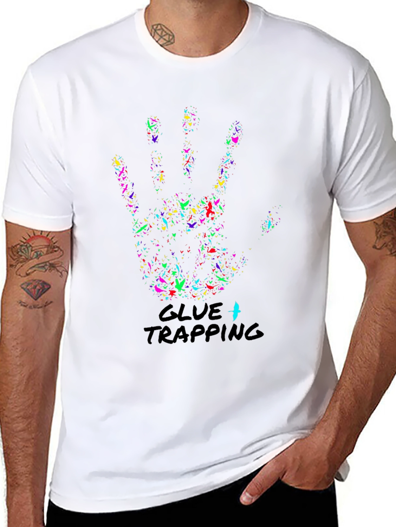 Abstract Hand Print Graphic T-Shirt