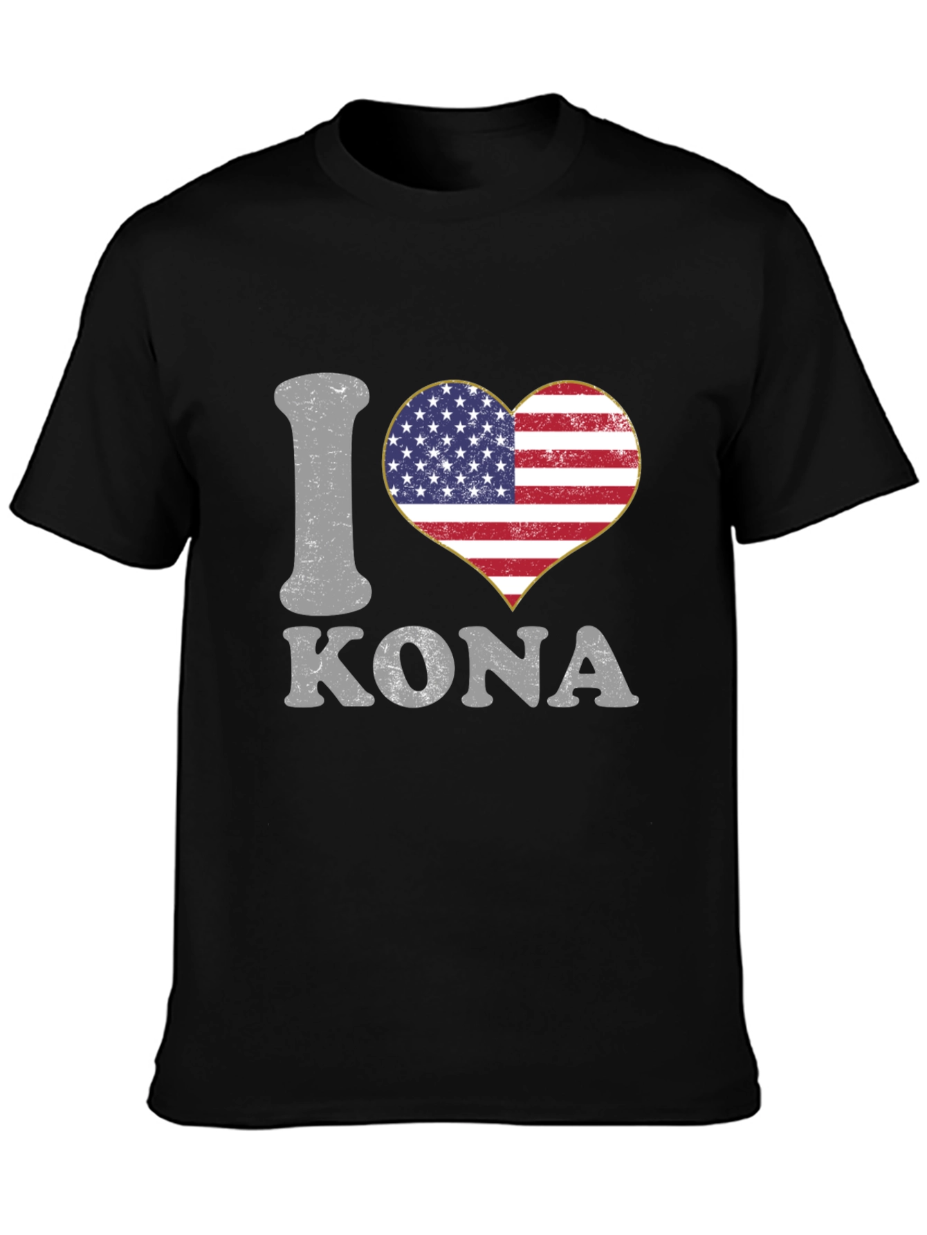 I Love Kona USA Flag Heart T-Shirt