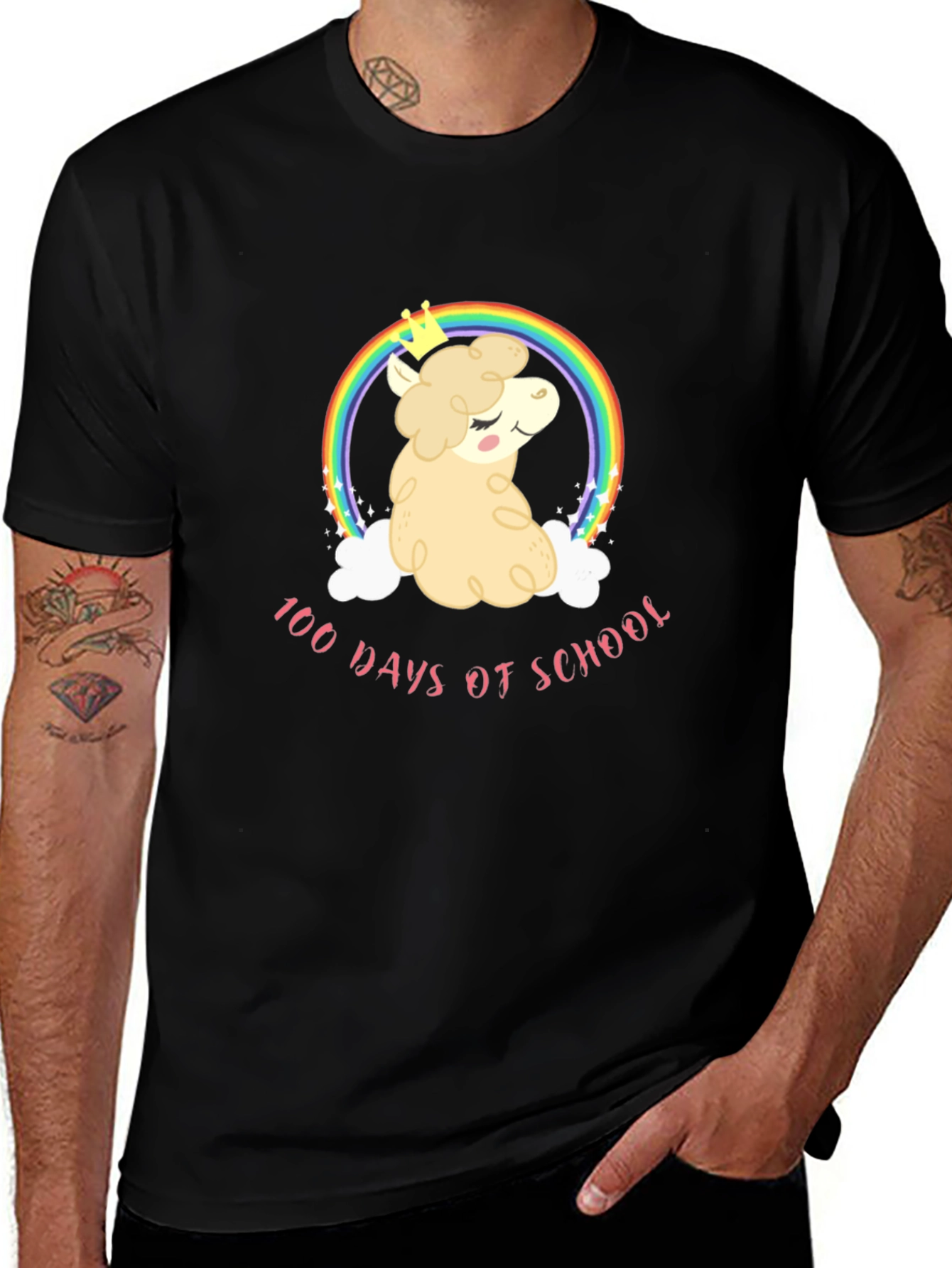 100 Days of School Rainbow Alpaca T-Shirt