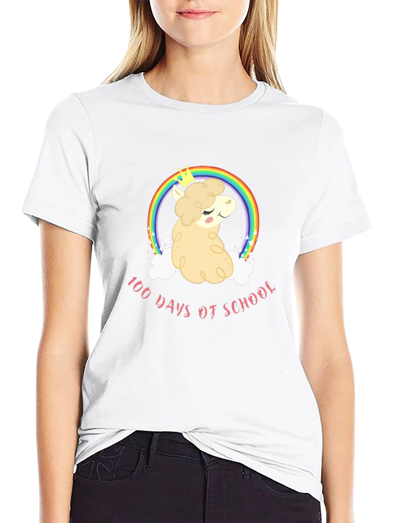 100 Days of School Rainbow Alpaca T-Shirt