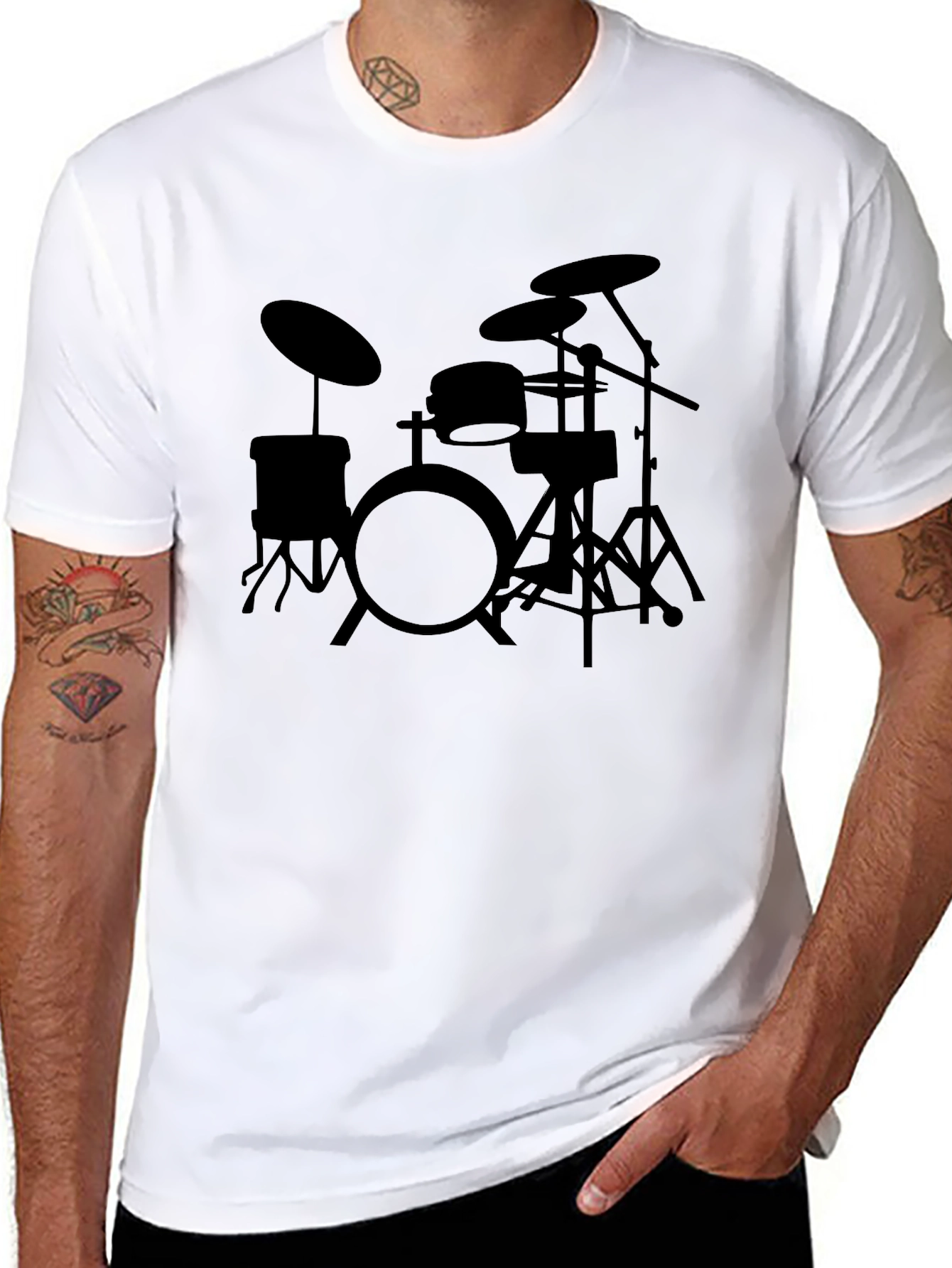 Drum Kit Silhouette T-Shirt - Music Lover Tee