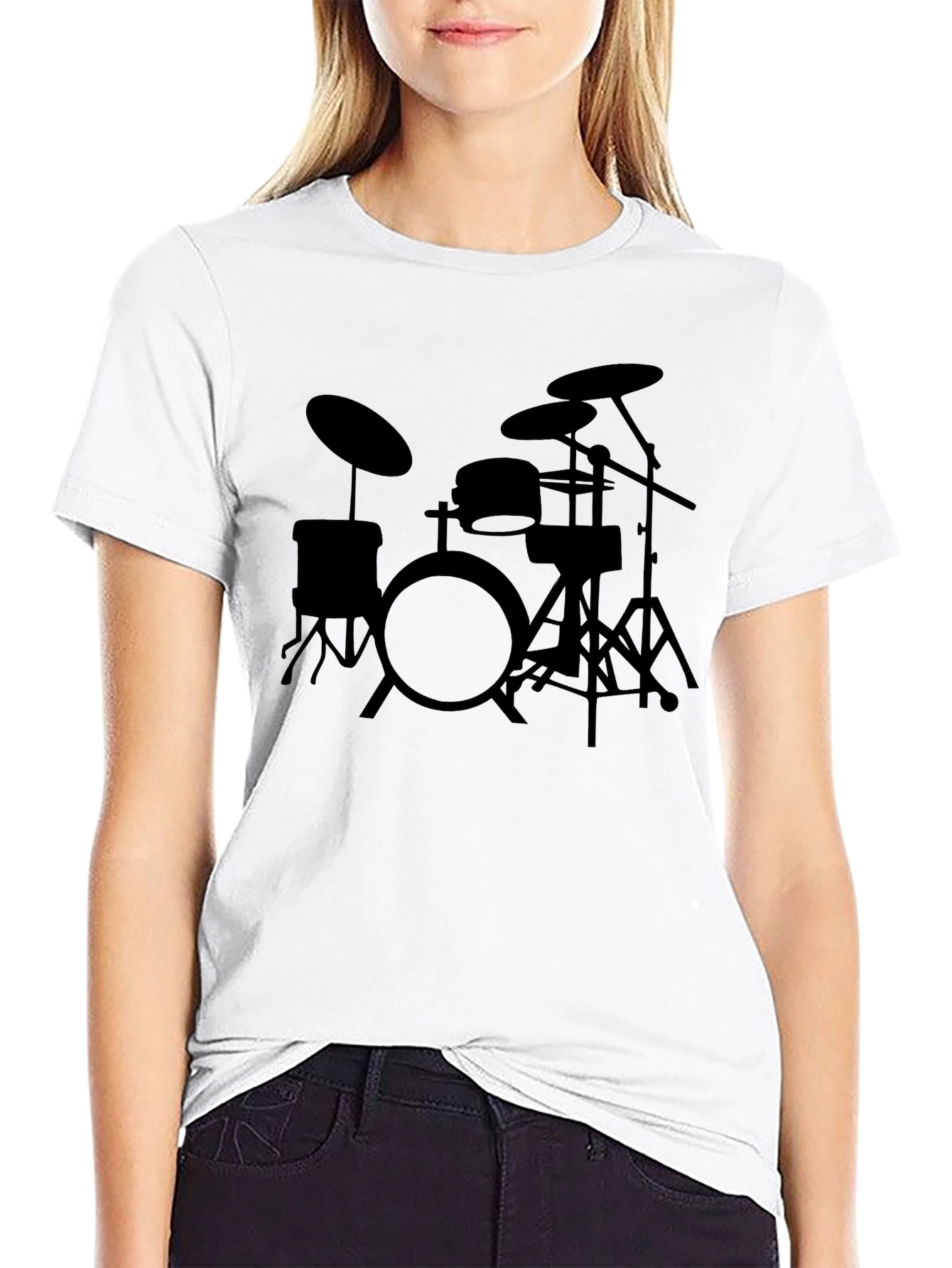 Drum Kit Silhouette T-Shirt - Music Lover Tee