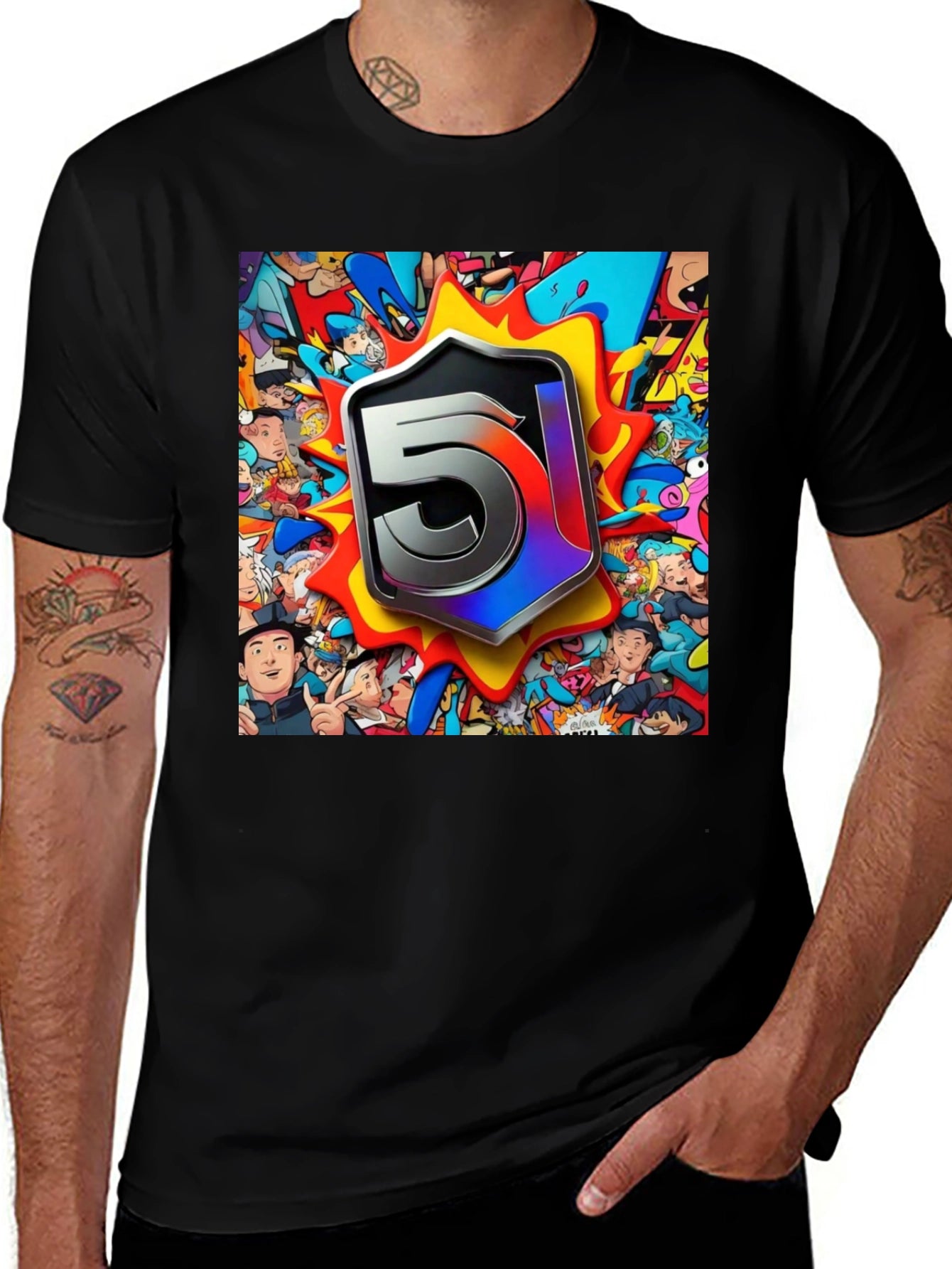 Statement Cartoon Graphic Black T-Shirt