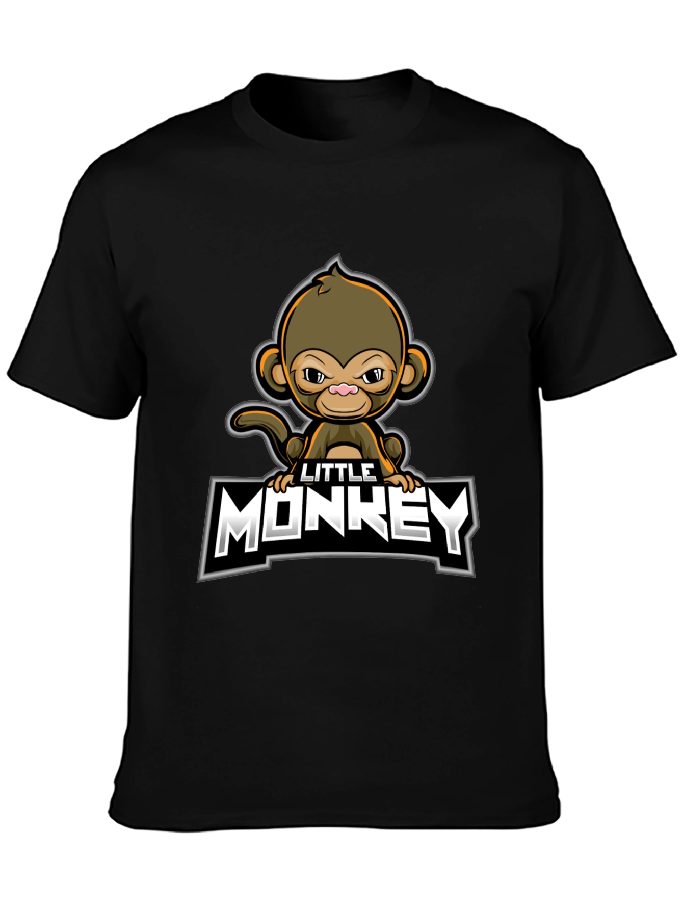 Little Monkey Graphic Tee - Black Cotton Comfort