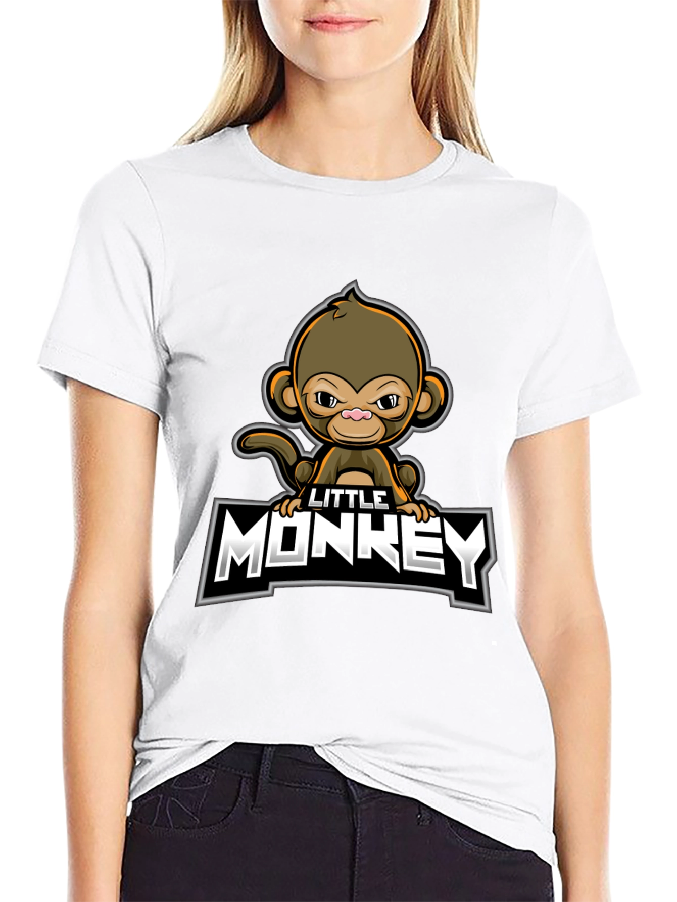 Little Monkey Graphic Tee - Black Cotton Comfort