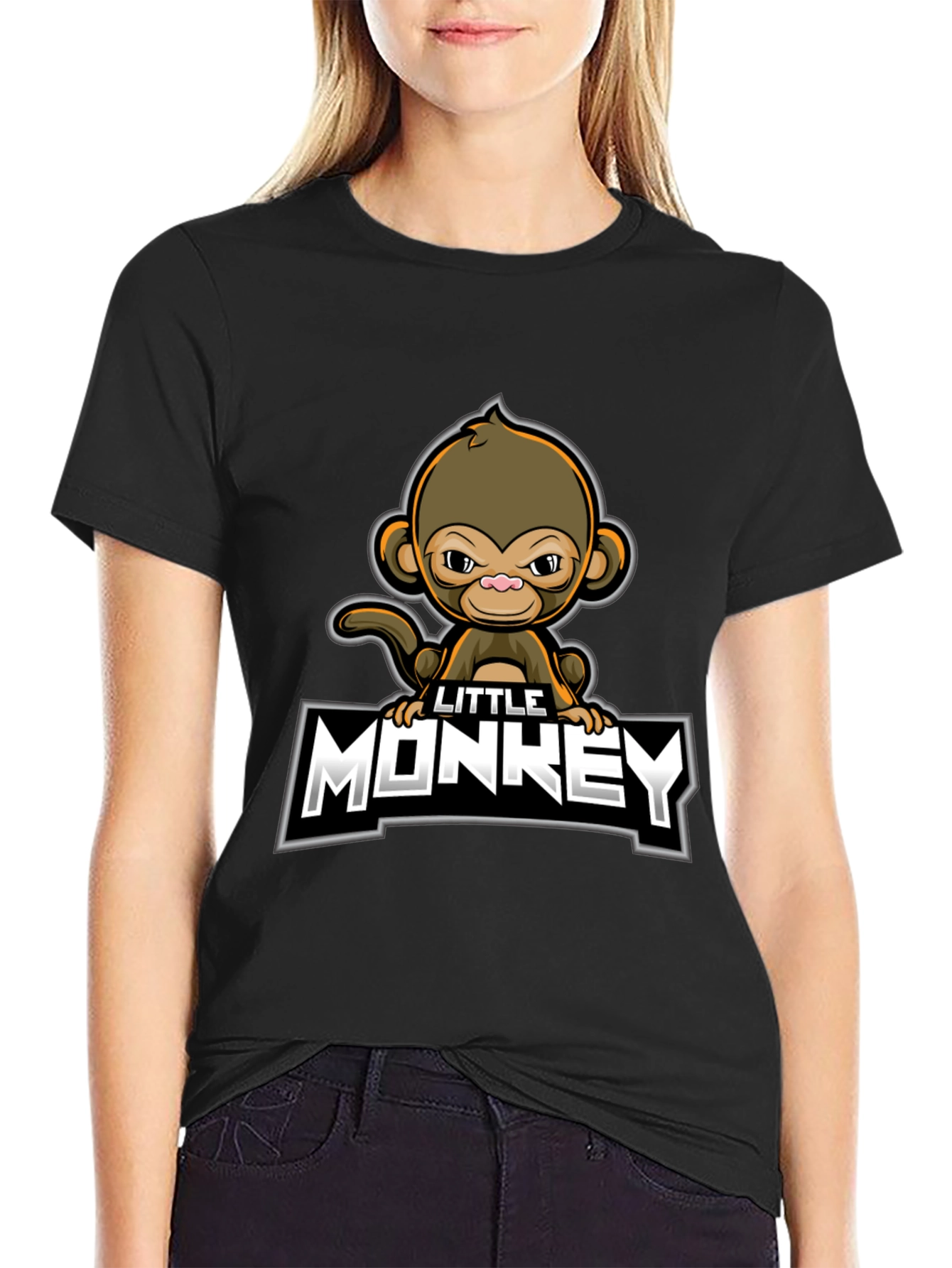 Little Monkey Graphic Tee - Black Cotton Comfort