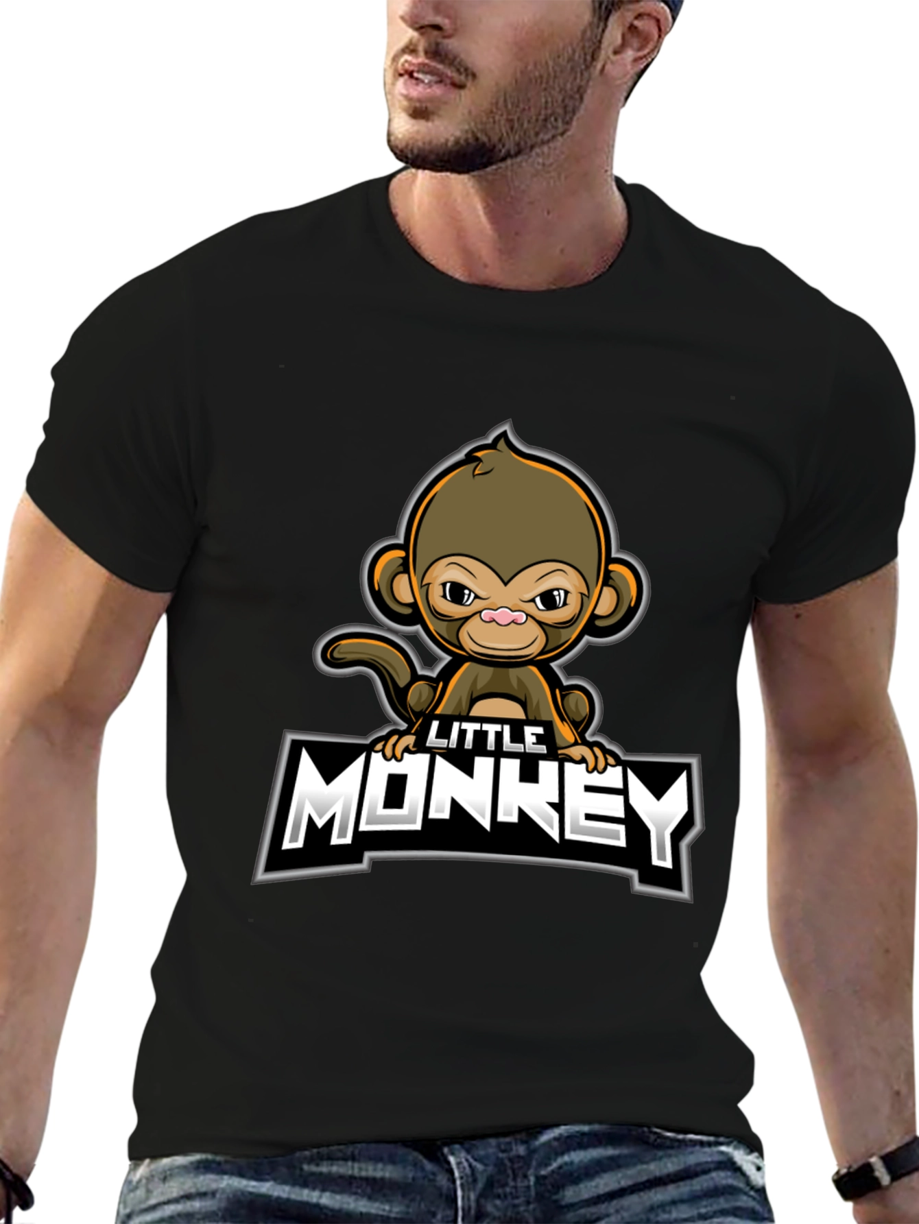 Little Monkey Graphic Tee - Black Cotton Comfort