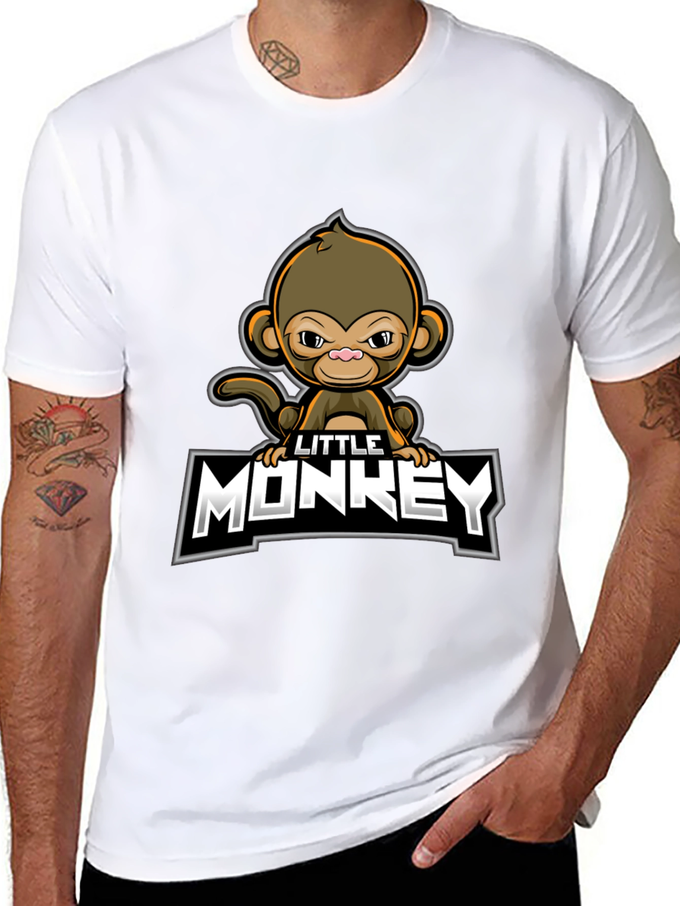 Little Monkey Graphic Tee - Black Cotton Comfort