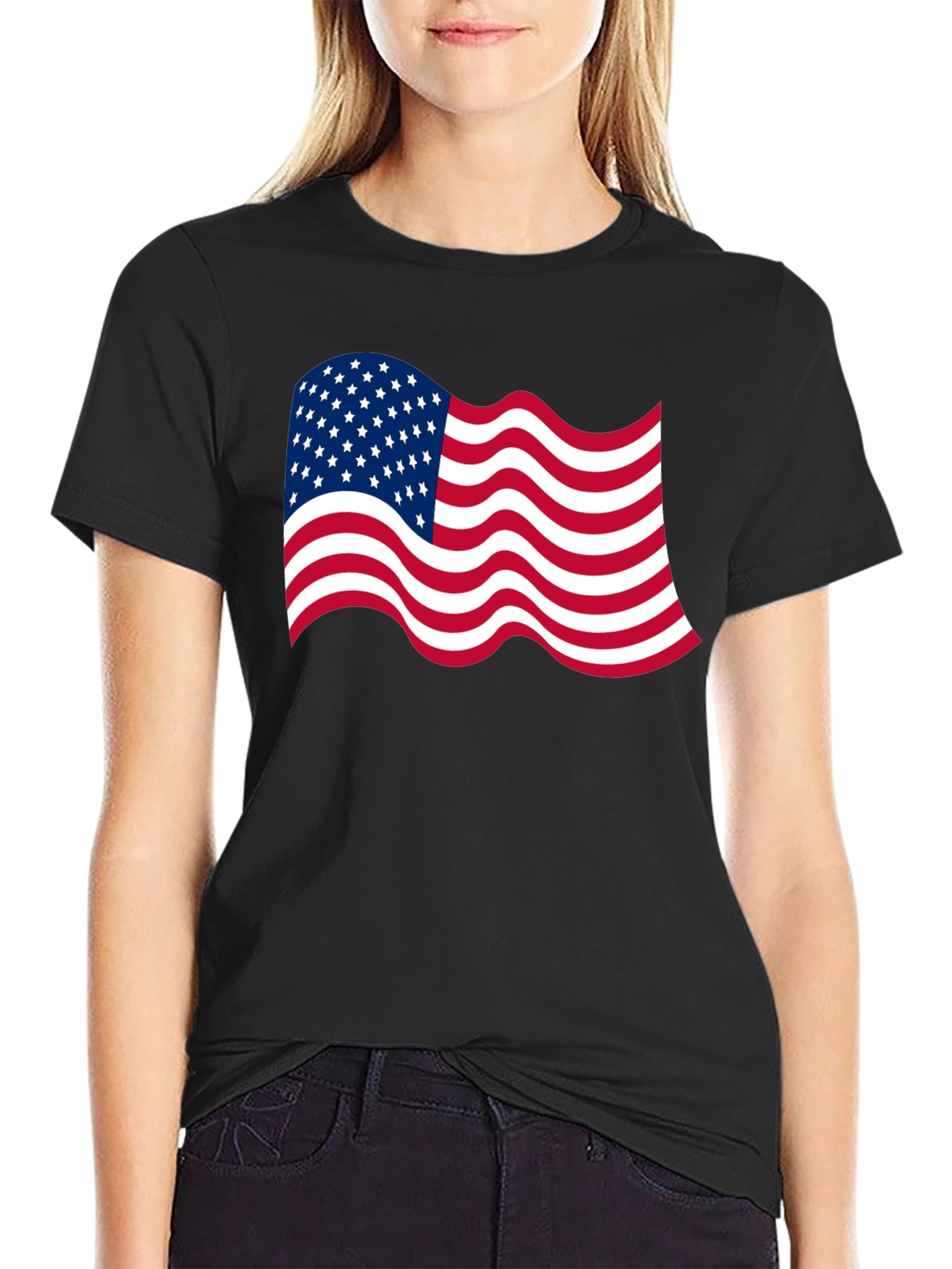 American Flag Wavy Graphic Tee