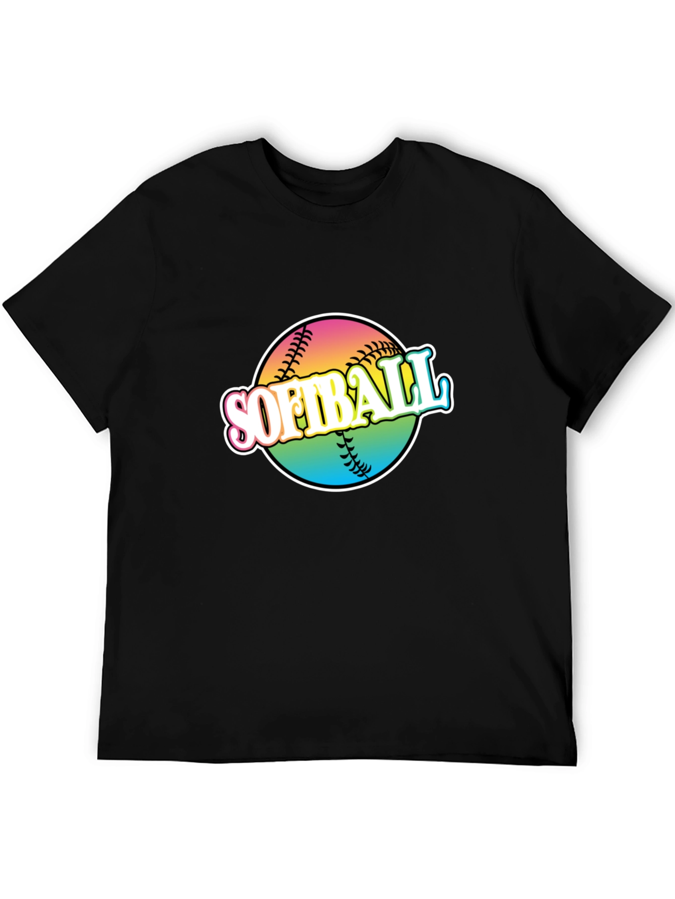 Rainbow Softball Graphic T-Shirt