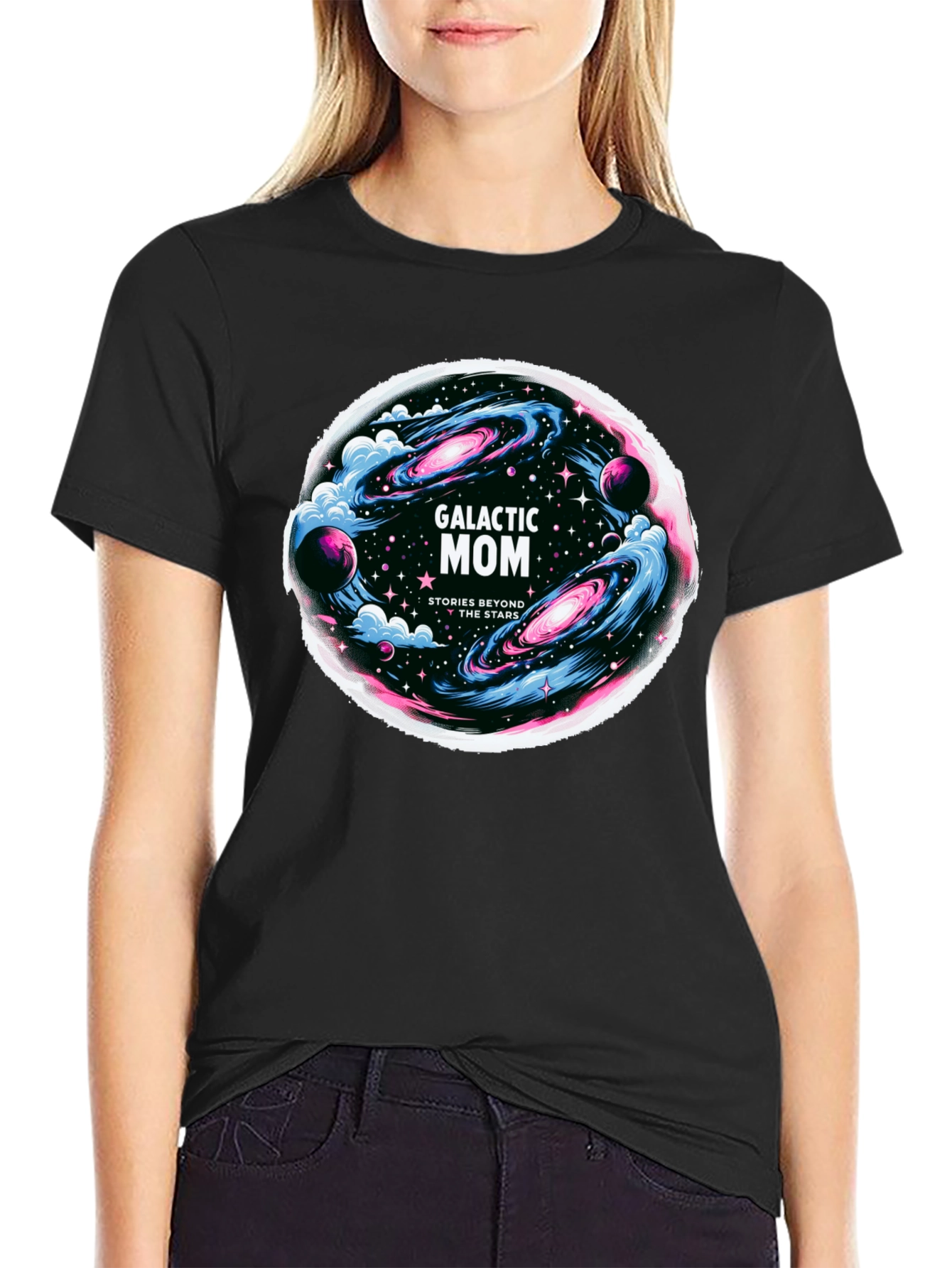 Galactic Mom T-Shirt - Space & Stars Design
