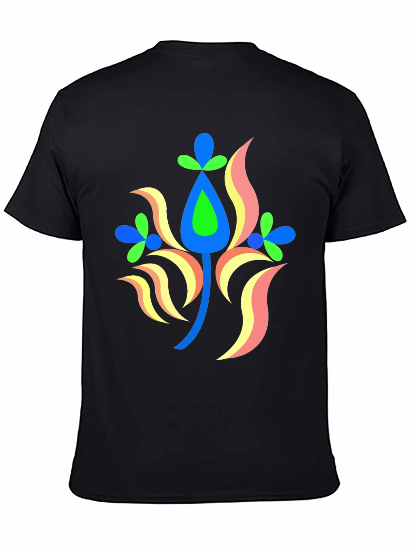 Vibrant Floral Graphic Black T-Shirt
