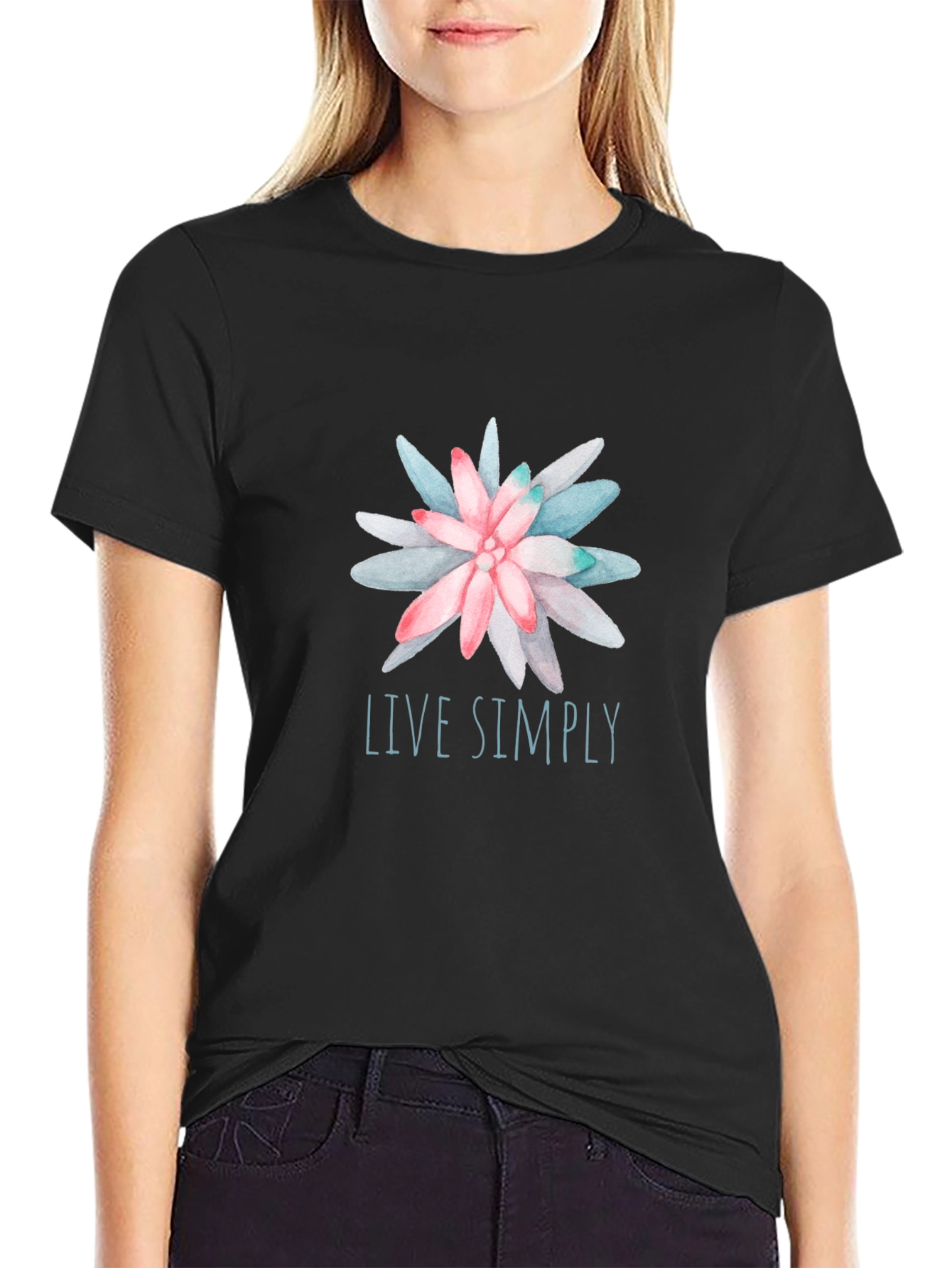 Live Simply Floral Graphic Tee - Relaxed Fit