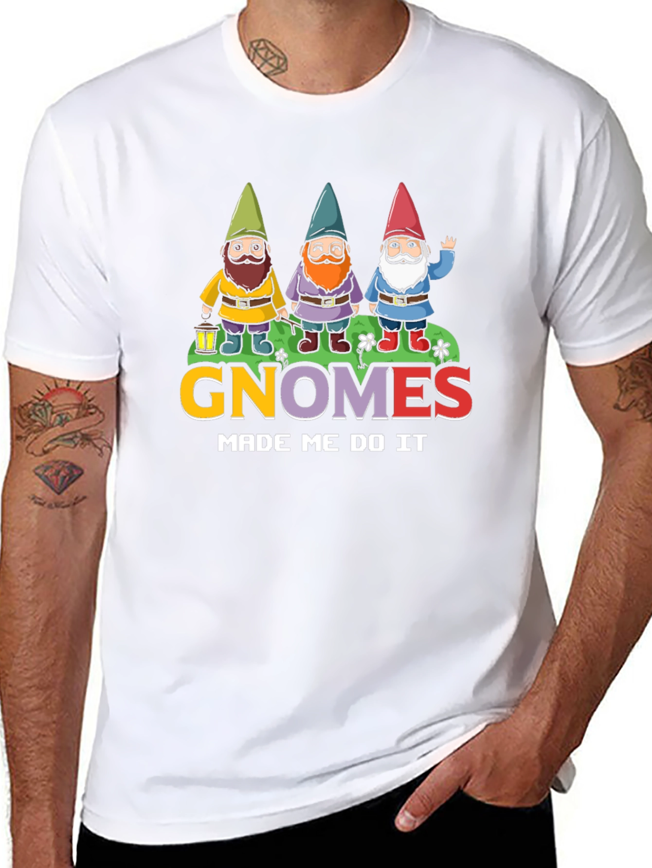 Gnomes Made Me Do It T-Shirt Funny Garden Tee
