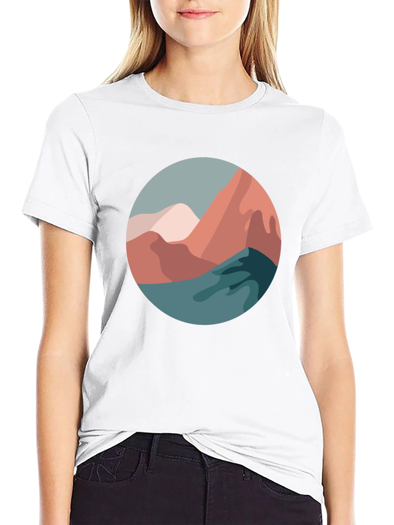 Abstract Mountain Scene Graphic Tee