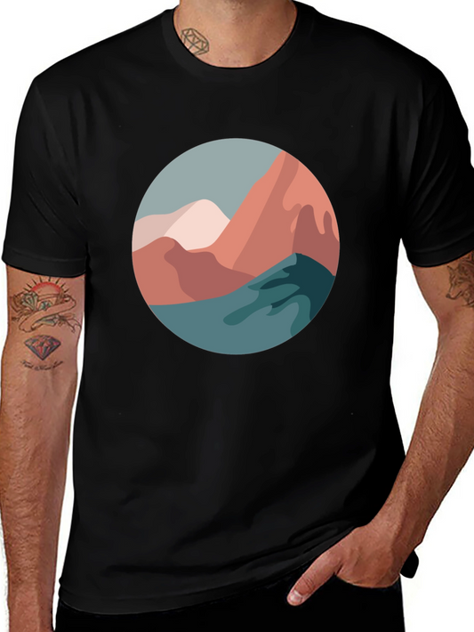 Abstract Mountain Scene Graphic Tee